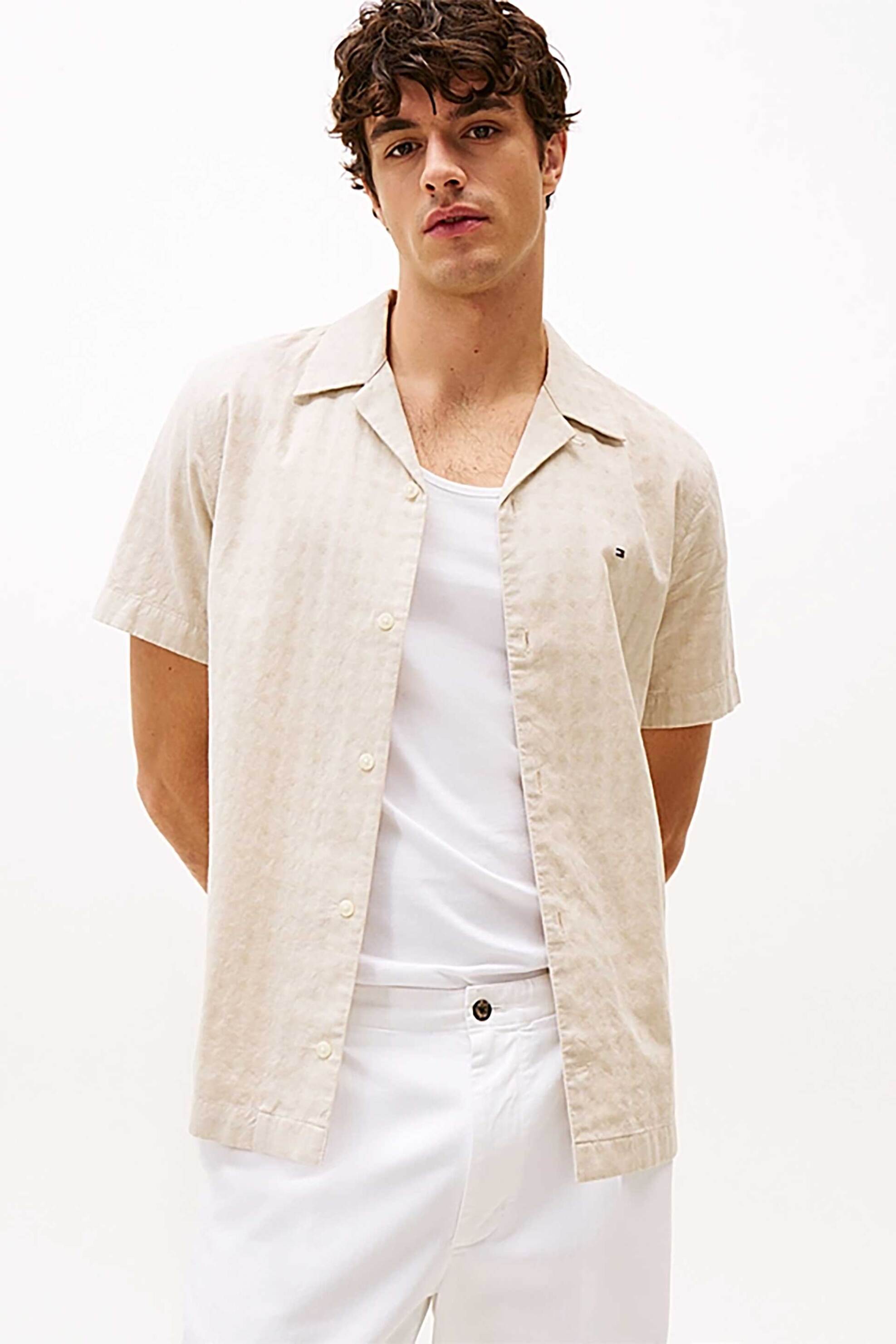 Tommy Jeans ανδρικό πουκάμισο με λογότυπο - DM0DM20890 Εκρού