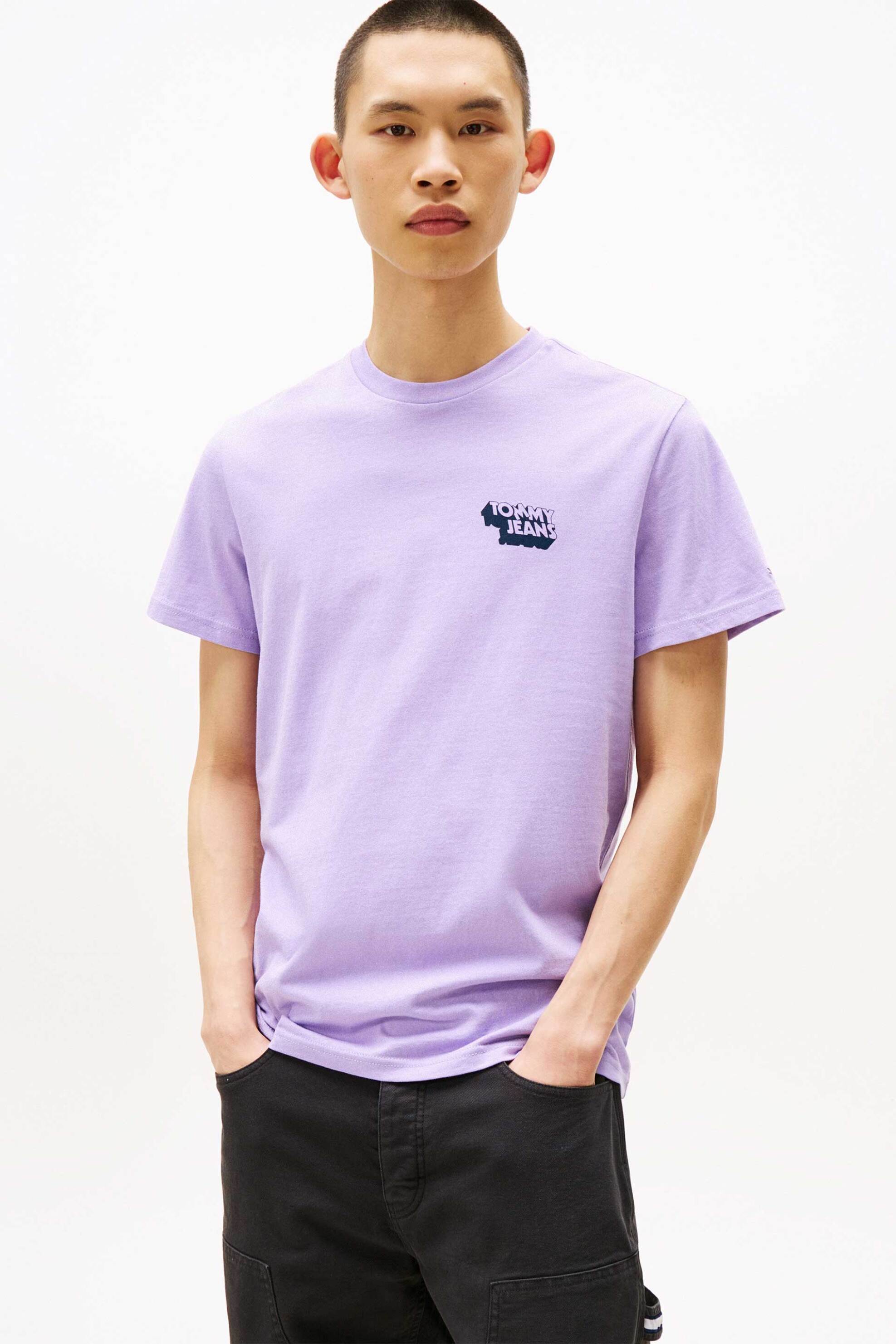 Tommy Jeans ανδρικό T-shirt μονόχρωμο Slim Fit - DM0DM21539 Βιολετί