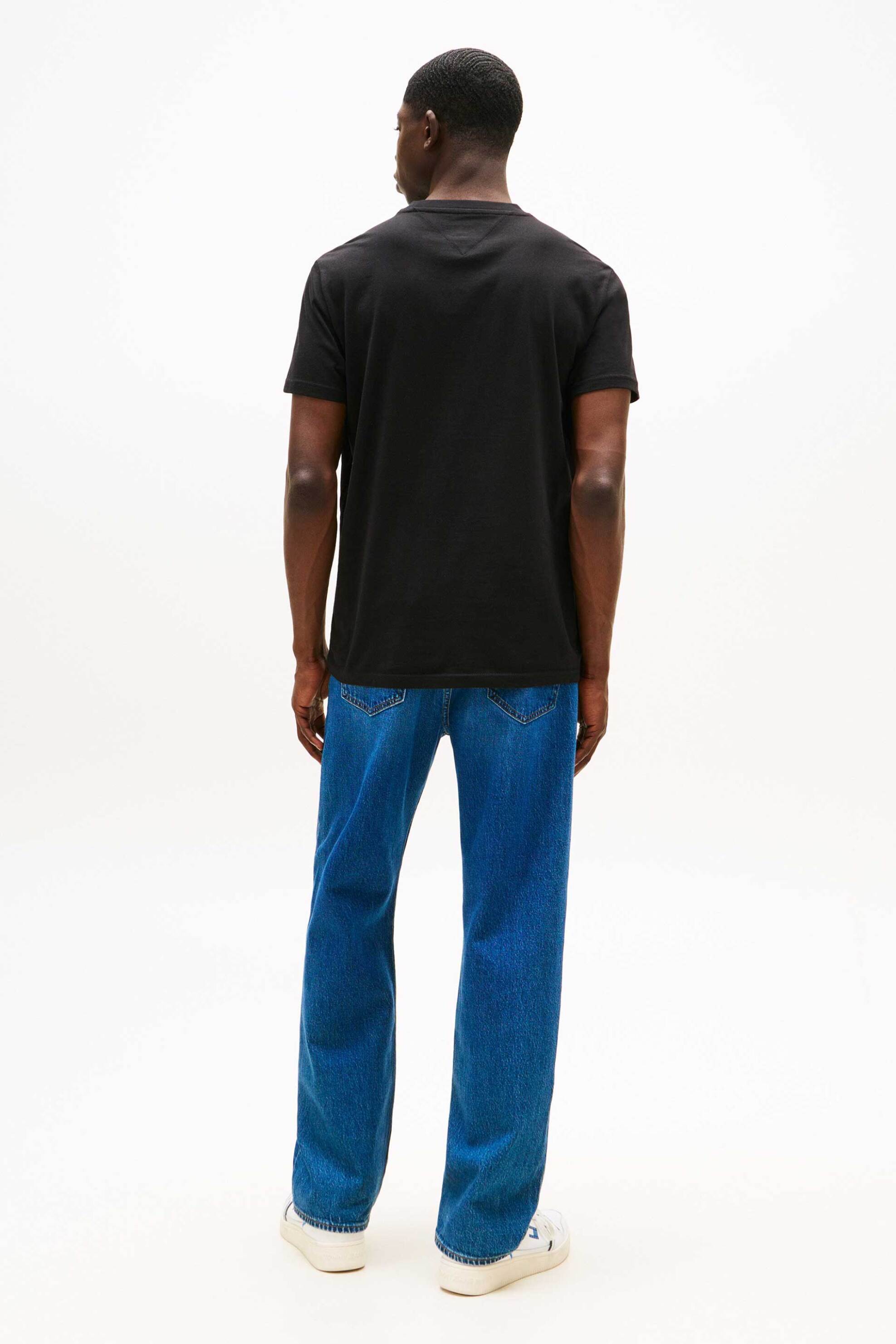 Tommy Jeans Ανδρικό T-Shirt Μονόχρωμο με Λογότυπο Slim Fit - Dm0Dm21780 Μαύρο