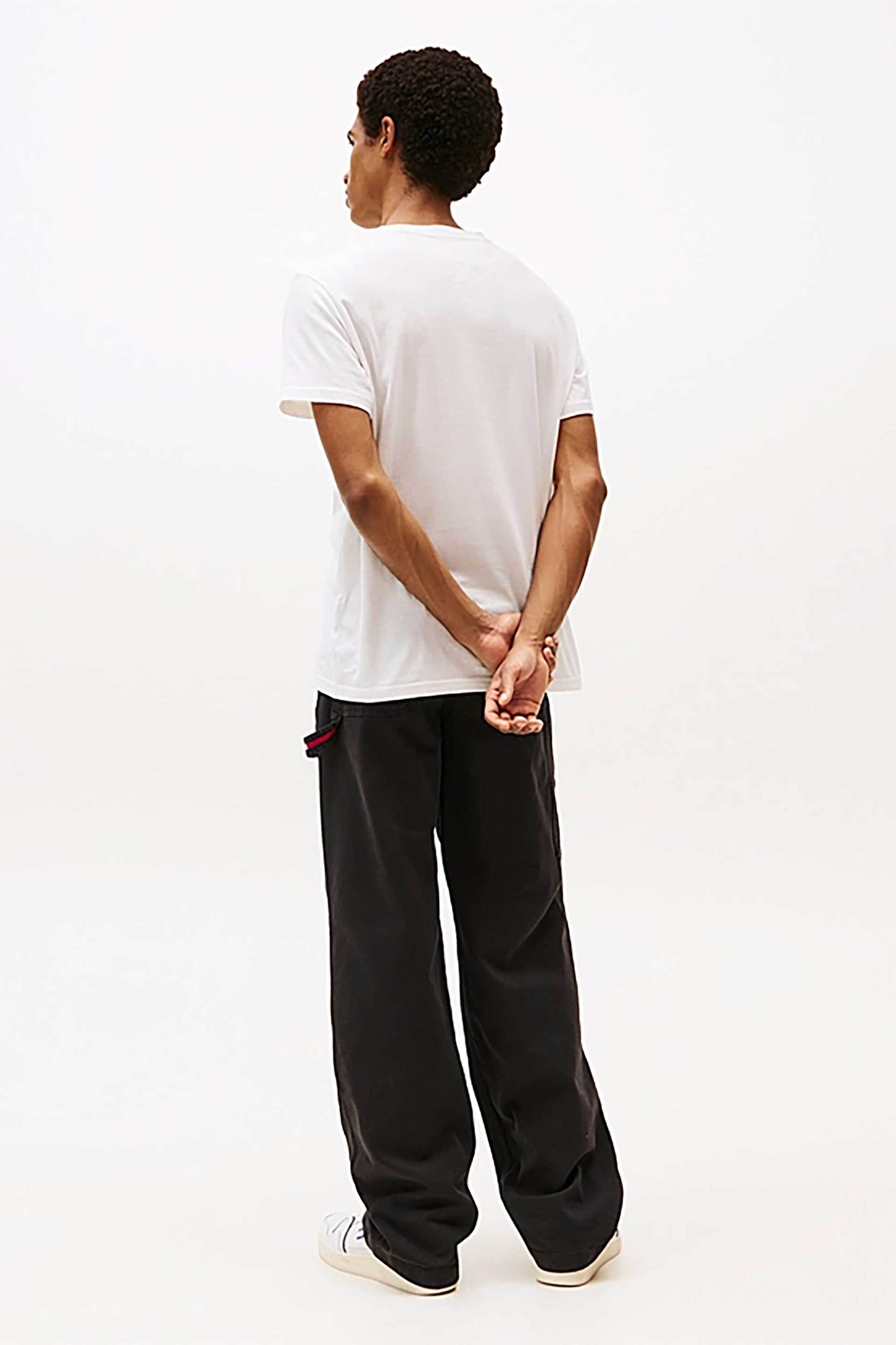 Tommy Jeans Ανδρικό T-Shirt Μονόχρωμο με Λογότυπο Slim Fit - Dm0Dm21780 Εκρού