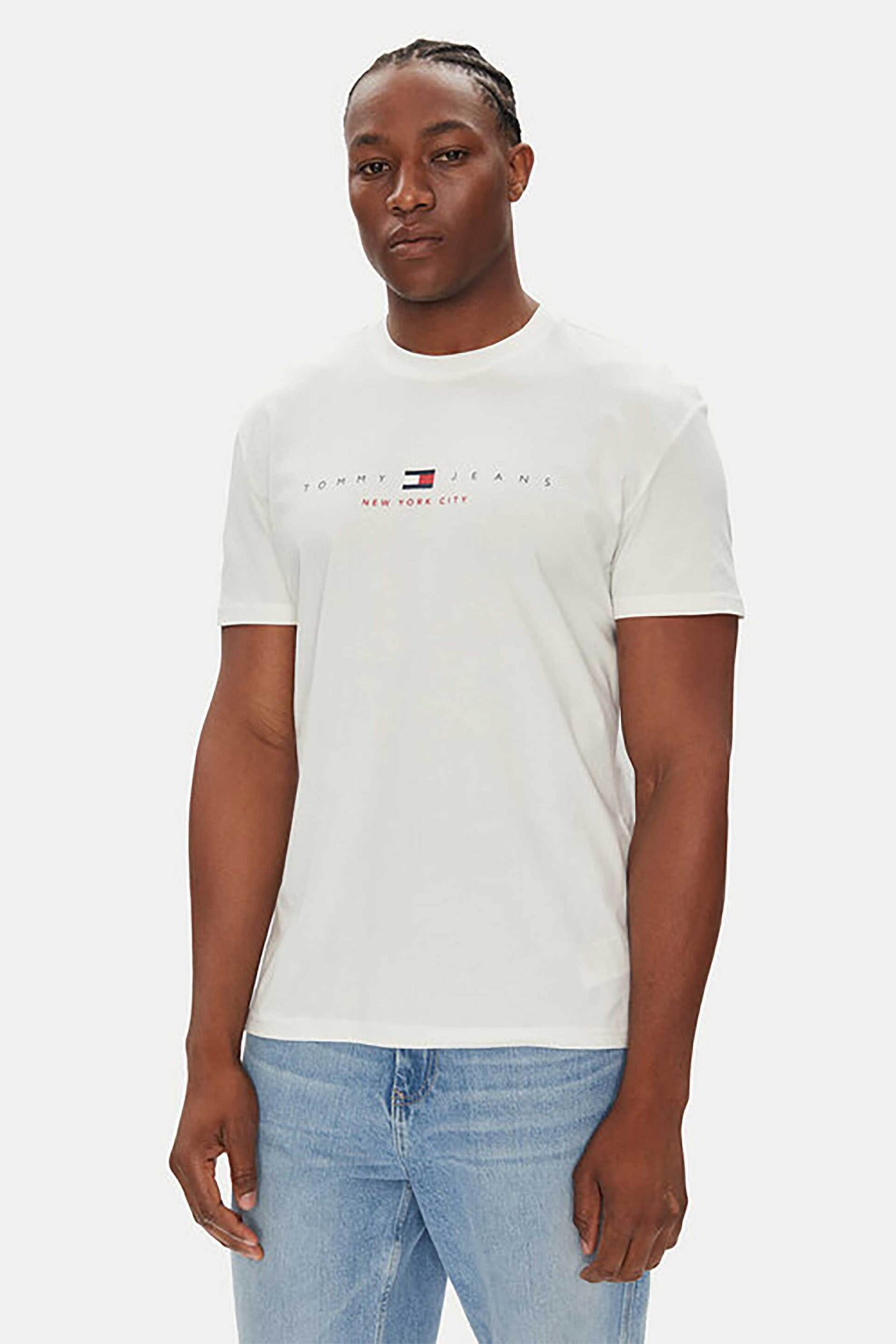 Tommy Jeans ανδρικό T-shirt με λογότυπο Regular Fit - DM0DM21911 Εκρού