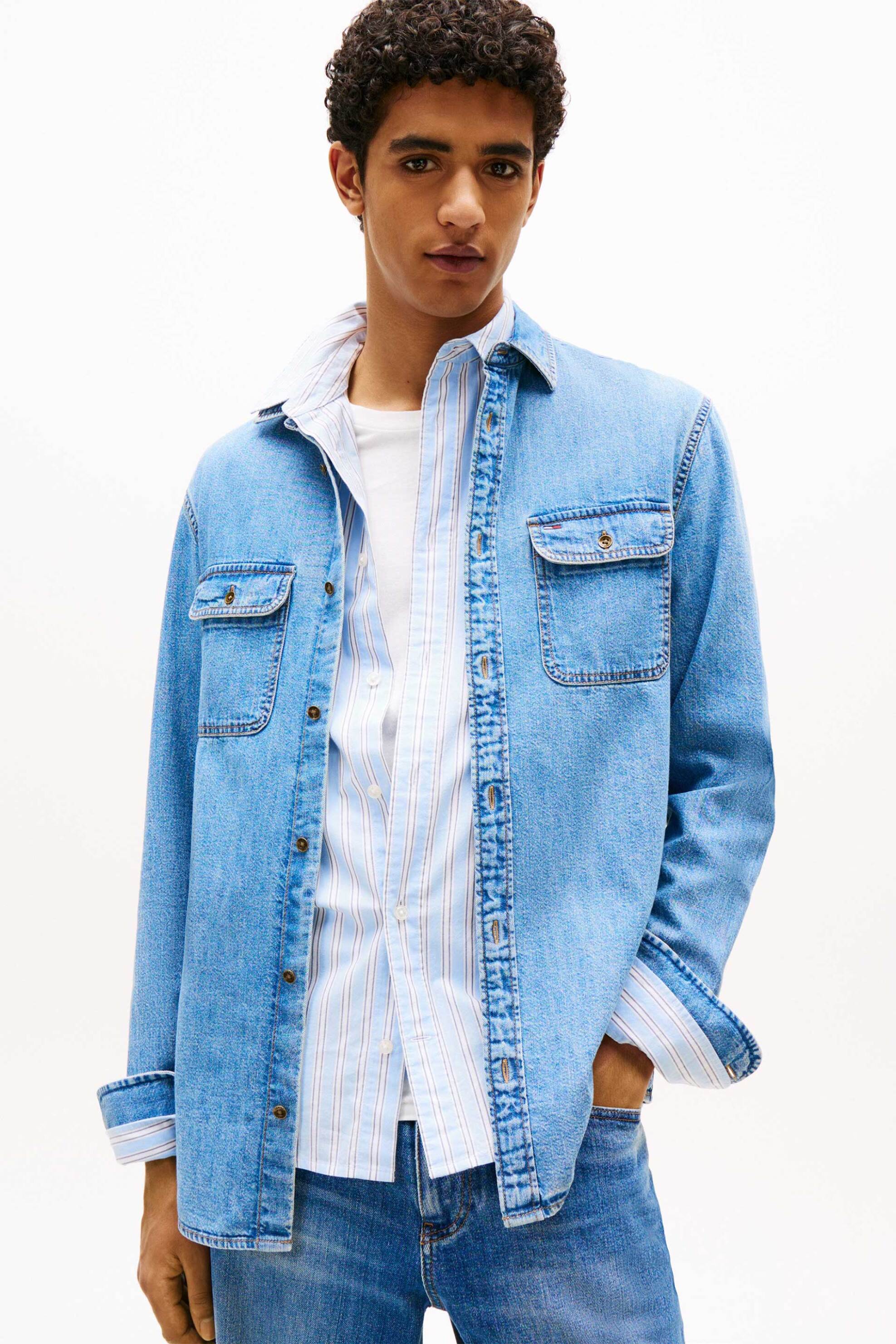Tommy Jeans ανδρικό denim jacket Regular Fit - DM0DM21727 Denim Blue