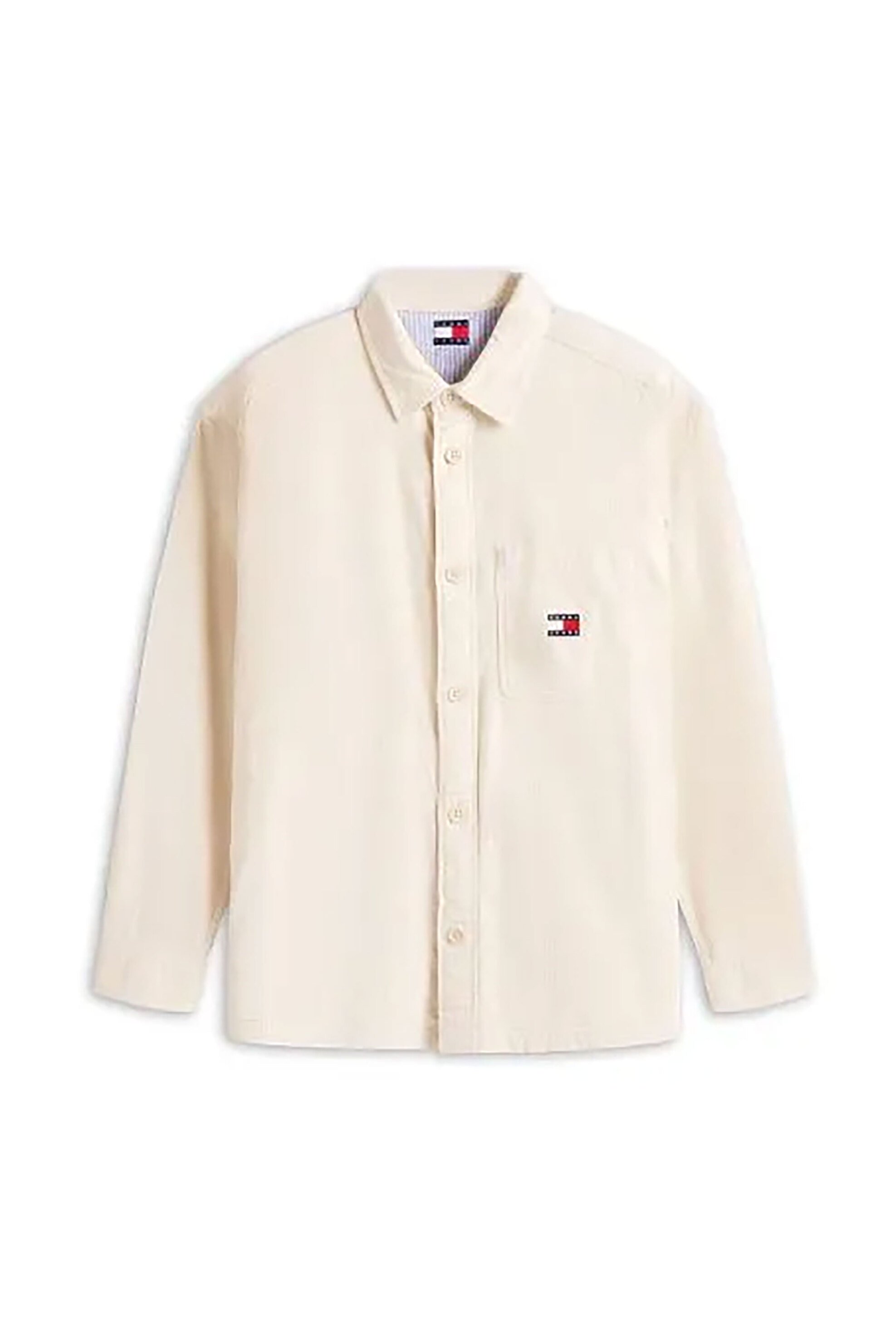 Tommy Jeans ανδρικό overshirt κοτλέ με λογότυπο Relaxed Fit - DM0DM21698 Εκρού