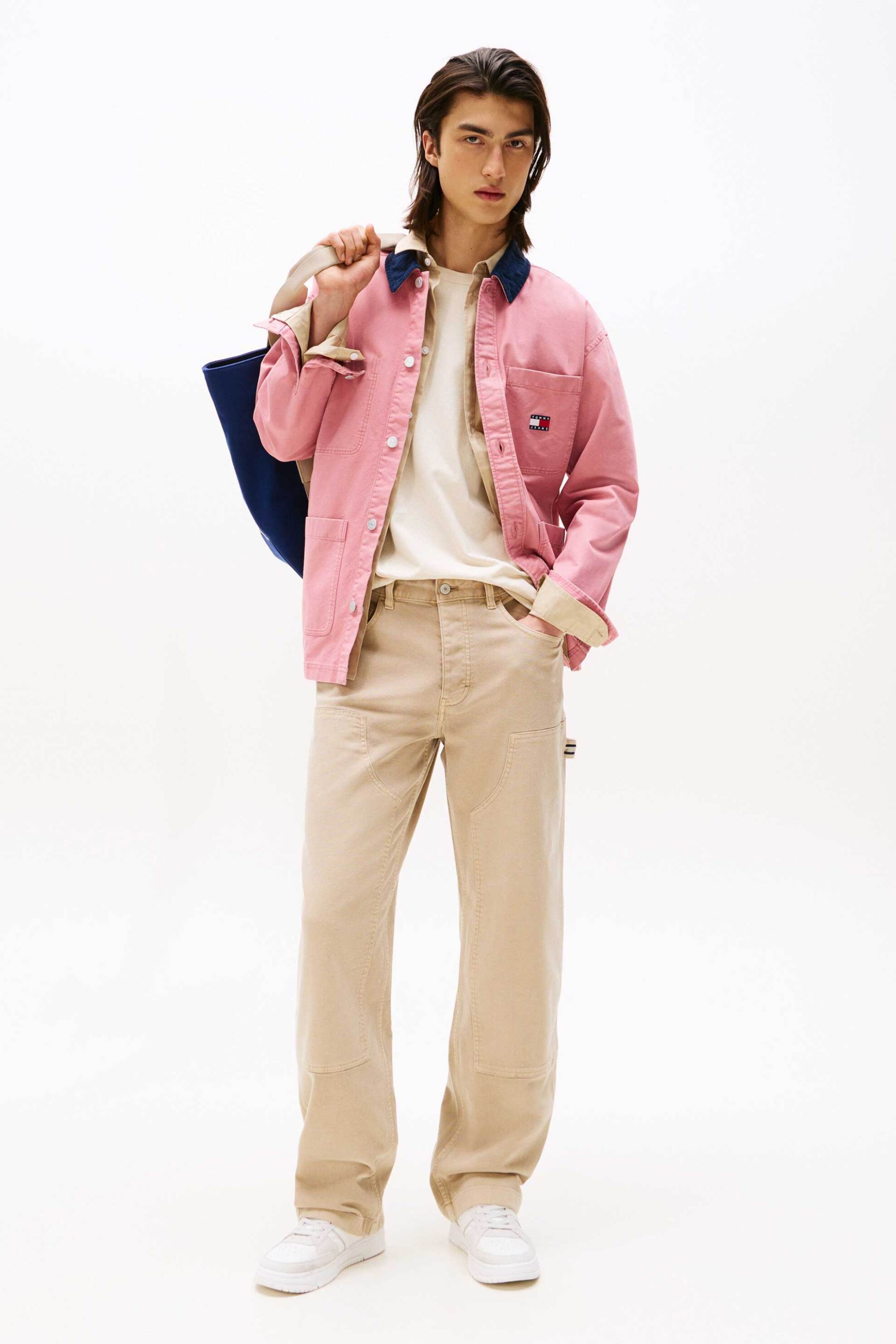 Tommy Jeans ανδρικό τζιν παντελόνι πεντάτσεπο Loose Fit - DM0DM21703 Εκρού