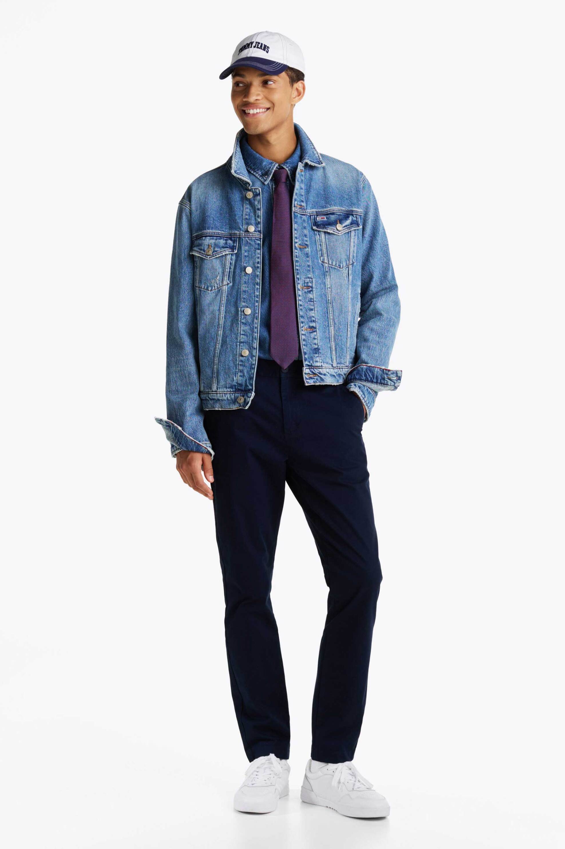 Tommy Jeans ανδρικό παντελόνι chino μονόχρωμο Slim Fit - DM0DM20282-** Μπλε Σκούρο