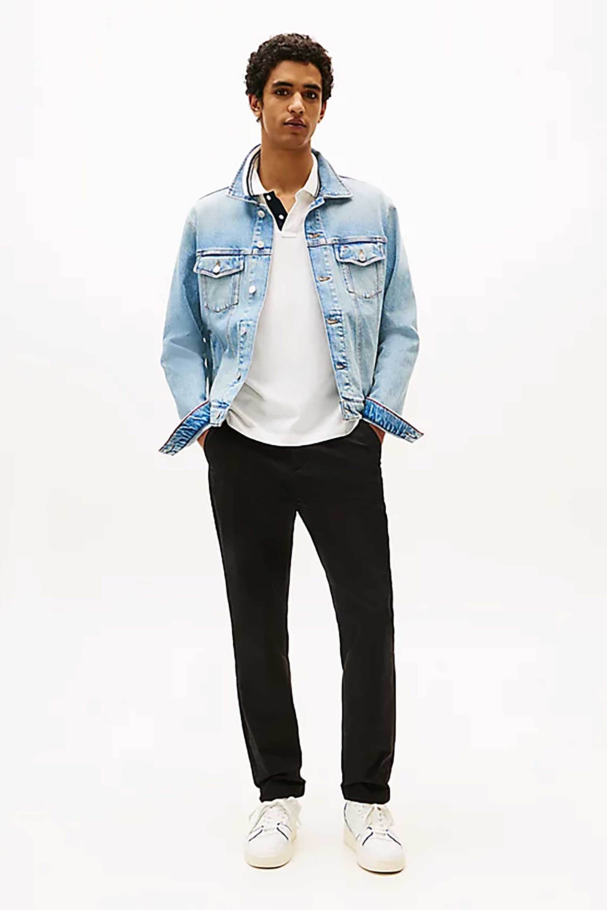 Tommy Jeans ανδρικό παντελόνι chino μονόχρωμο Slim Fit - DM0DM20282-** Μαύρο