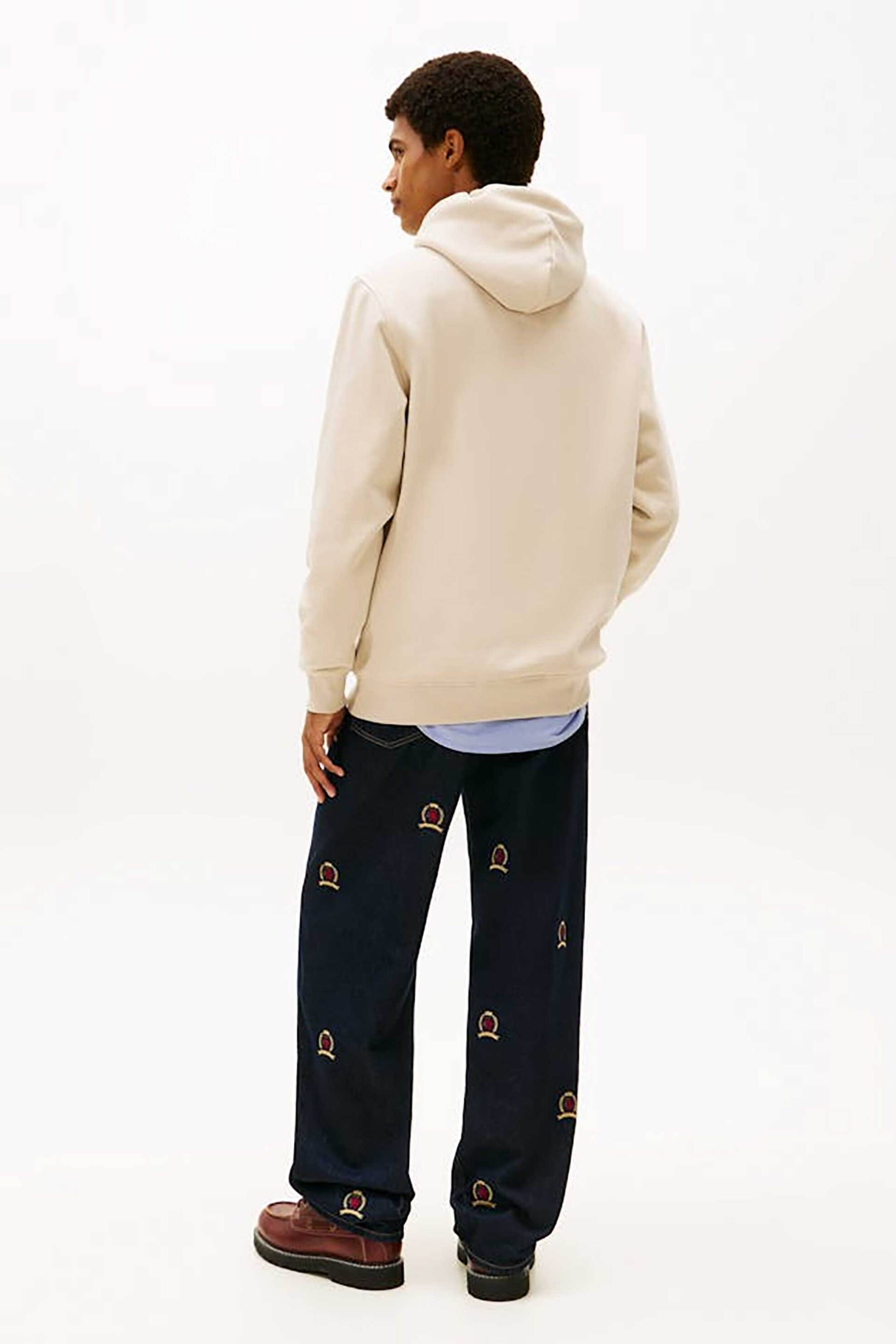 Tommy Jeans Ανδρική Μπλούζα Φούτερ με Logo Print Regular Fit - Dm0Dm20746 Μπεζ