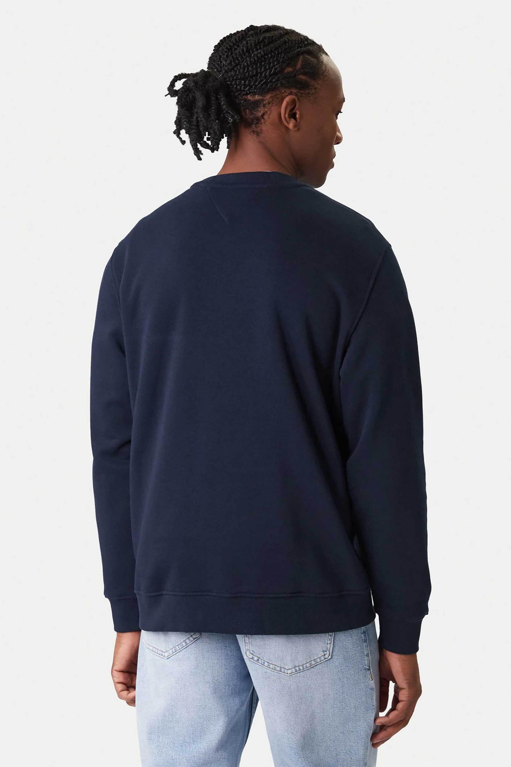 Tommy Jeans Ανδρική Μπλούζα Φούτερ με Logo Print Regular Fit - Dm0Dm20249 Μπλε Σκούρο