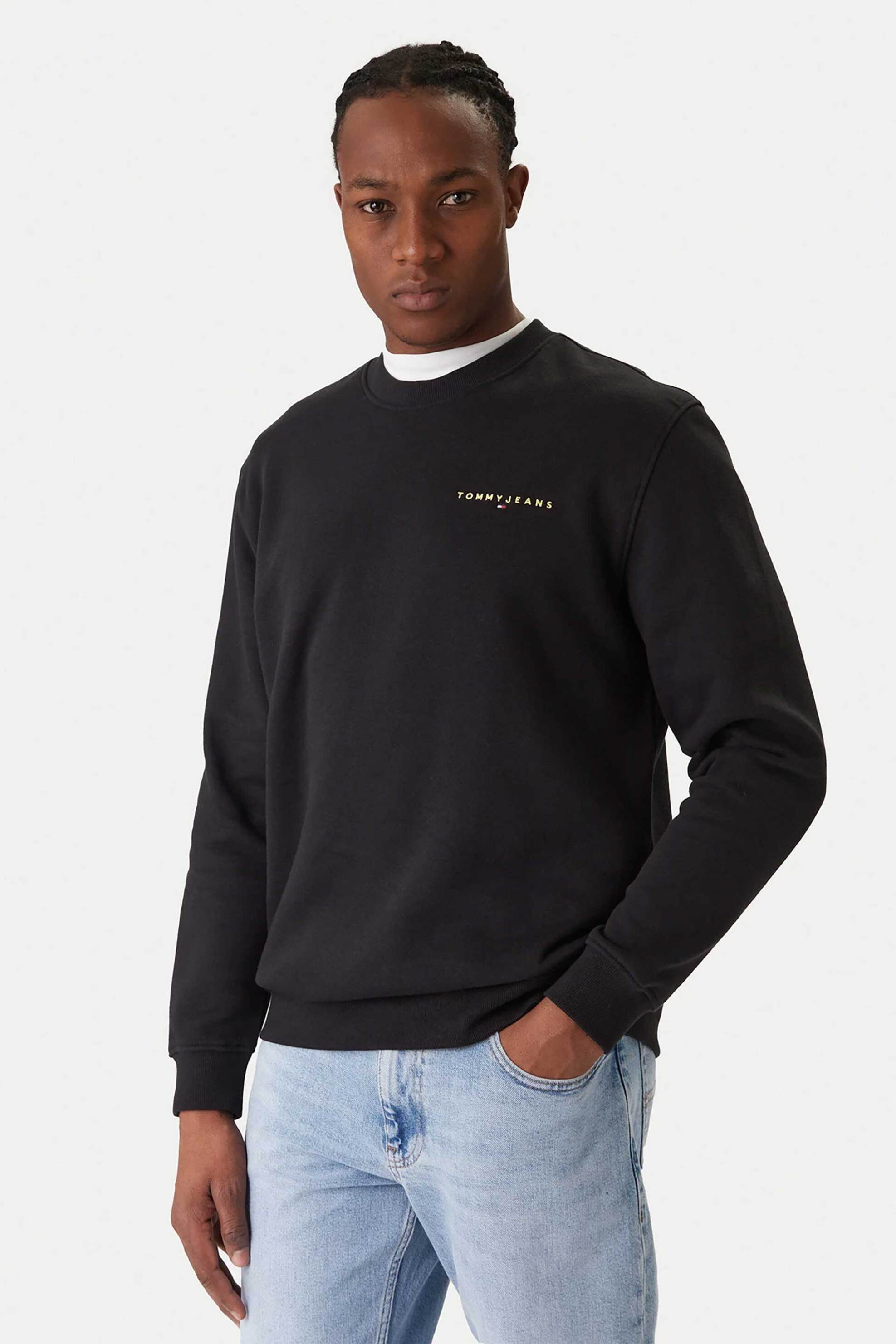 Tommy Jeans ανδρική μπλούζα φούτερ με logo print Regular Fit - DM0DM20249 Μαύρο
