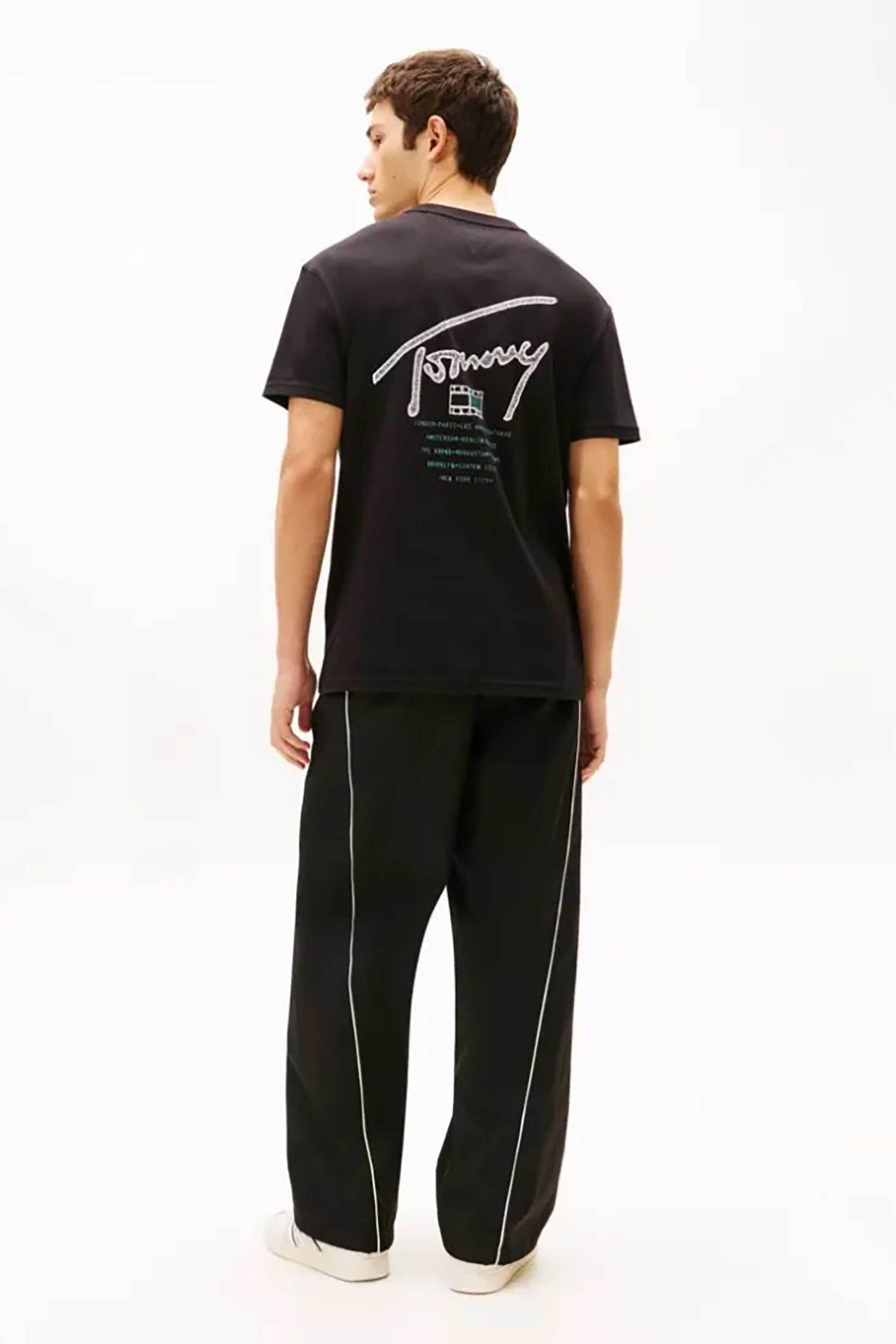 Tommy Jeans Ανδρικό T-Shirt με Graphic Logo Print Regular Fit - Dm0Dm22320 Μαύρο