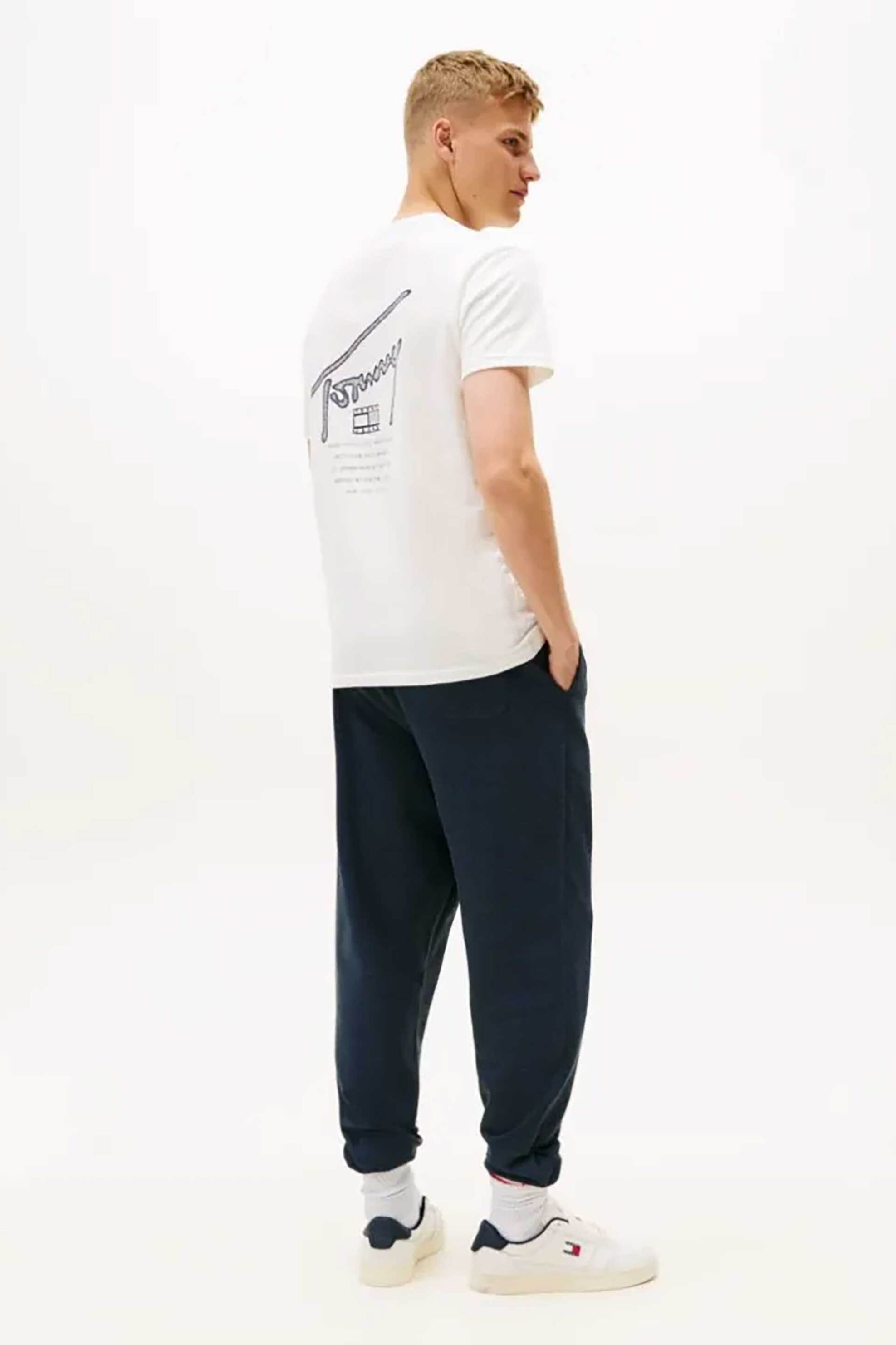 Tommy Jeans Ανδρικό T-Shirt με Graphic Logo Print Regular Fit - Dm0Dm22320 Εκρού