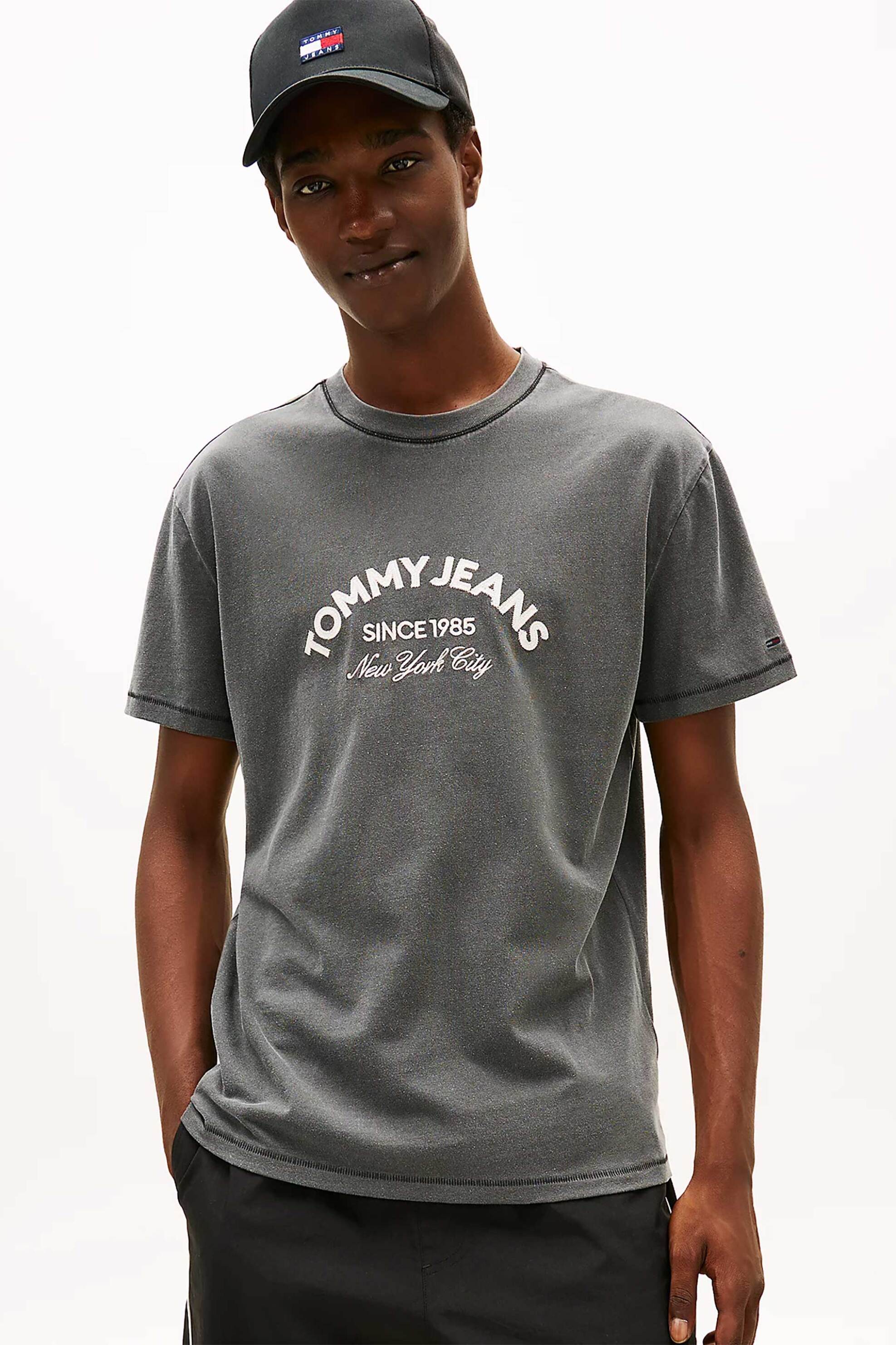 Tommy Jeans ανδρικό T-shirt με logo print Regular Fit "Arch" - DM0DM22328 Μαύρο