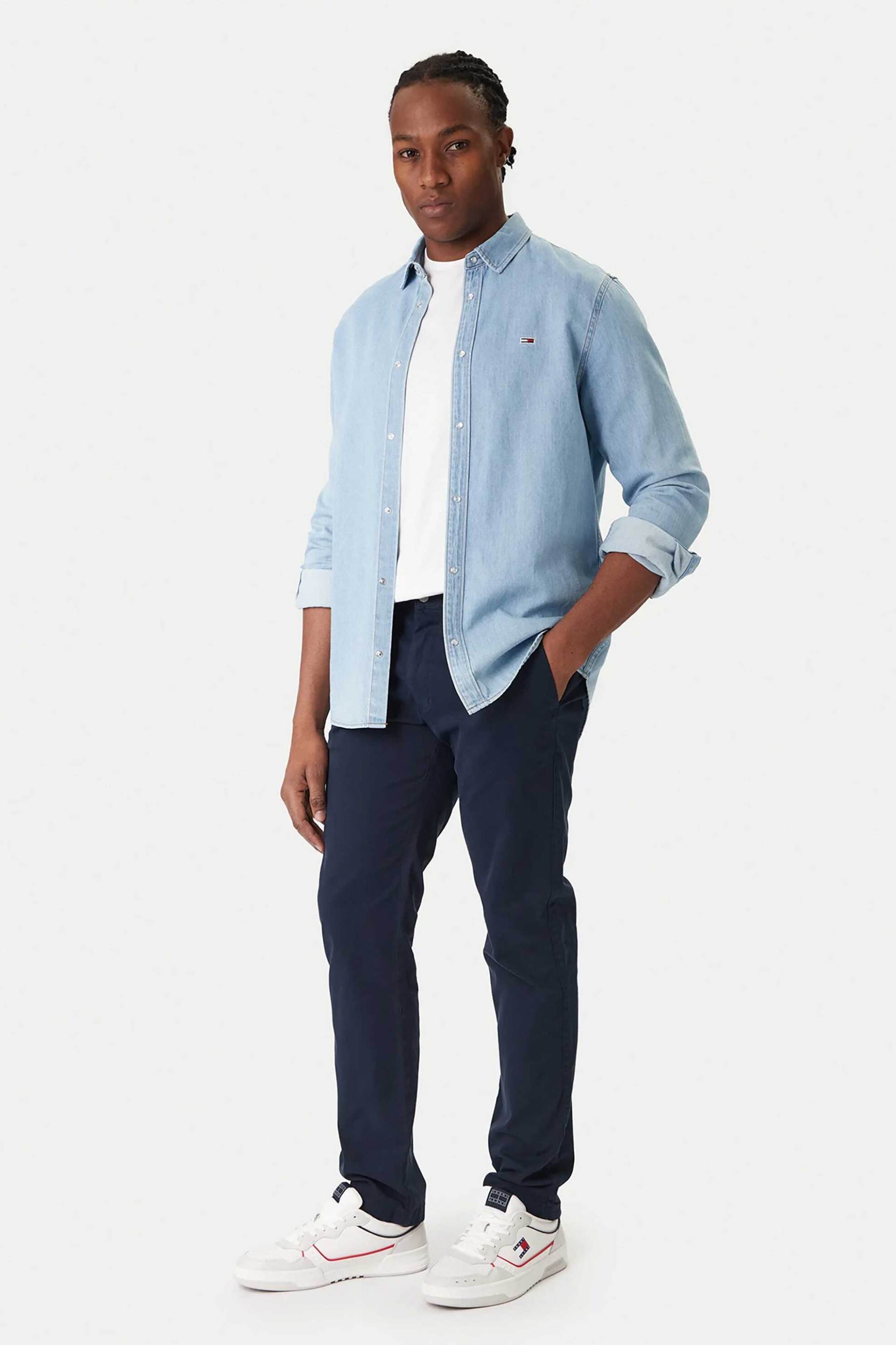 Tommy Jeans ανδρικό παντελόνι chino Regular Fit - DM0DM22404 Μπλε Σκούρο