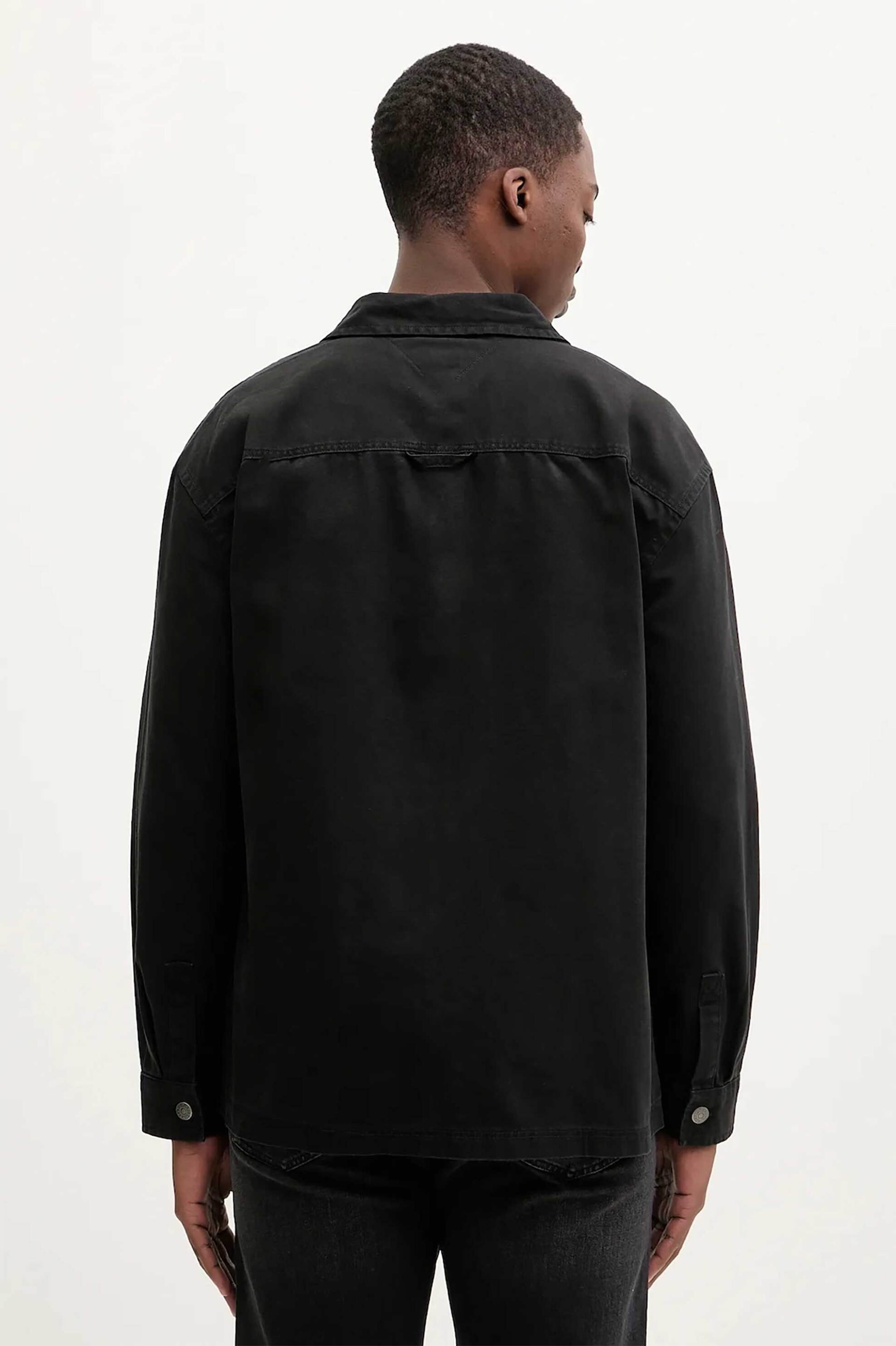 Tommy Jeans Ανδρικό Overshirt με Τσέπη Και Λογότυπο Oversized Fit - Dm0Dm20236 Μαύρο