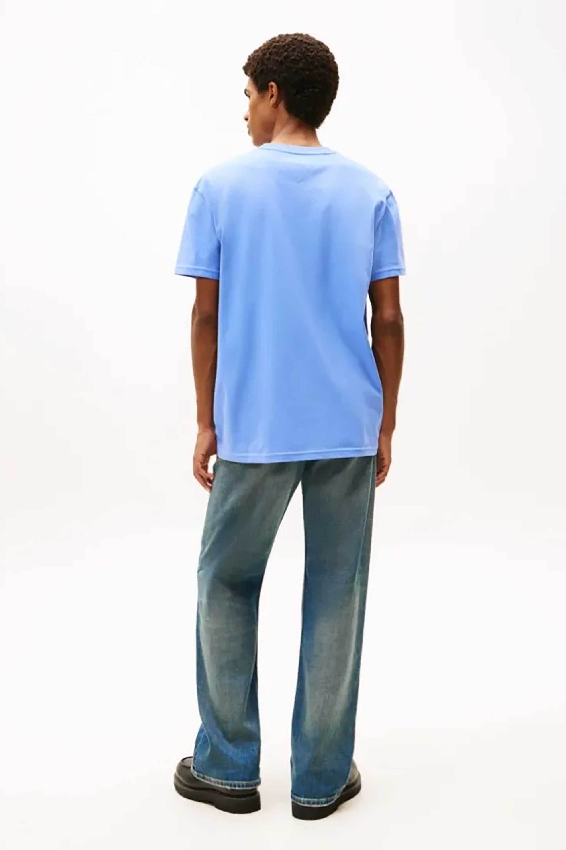 Tommy Jeans Ανδρικό T-Shirt με Λογότυπο Regular Fit - Dm0Dm22317 Γαλάζιο