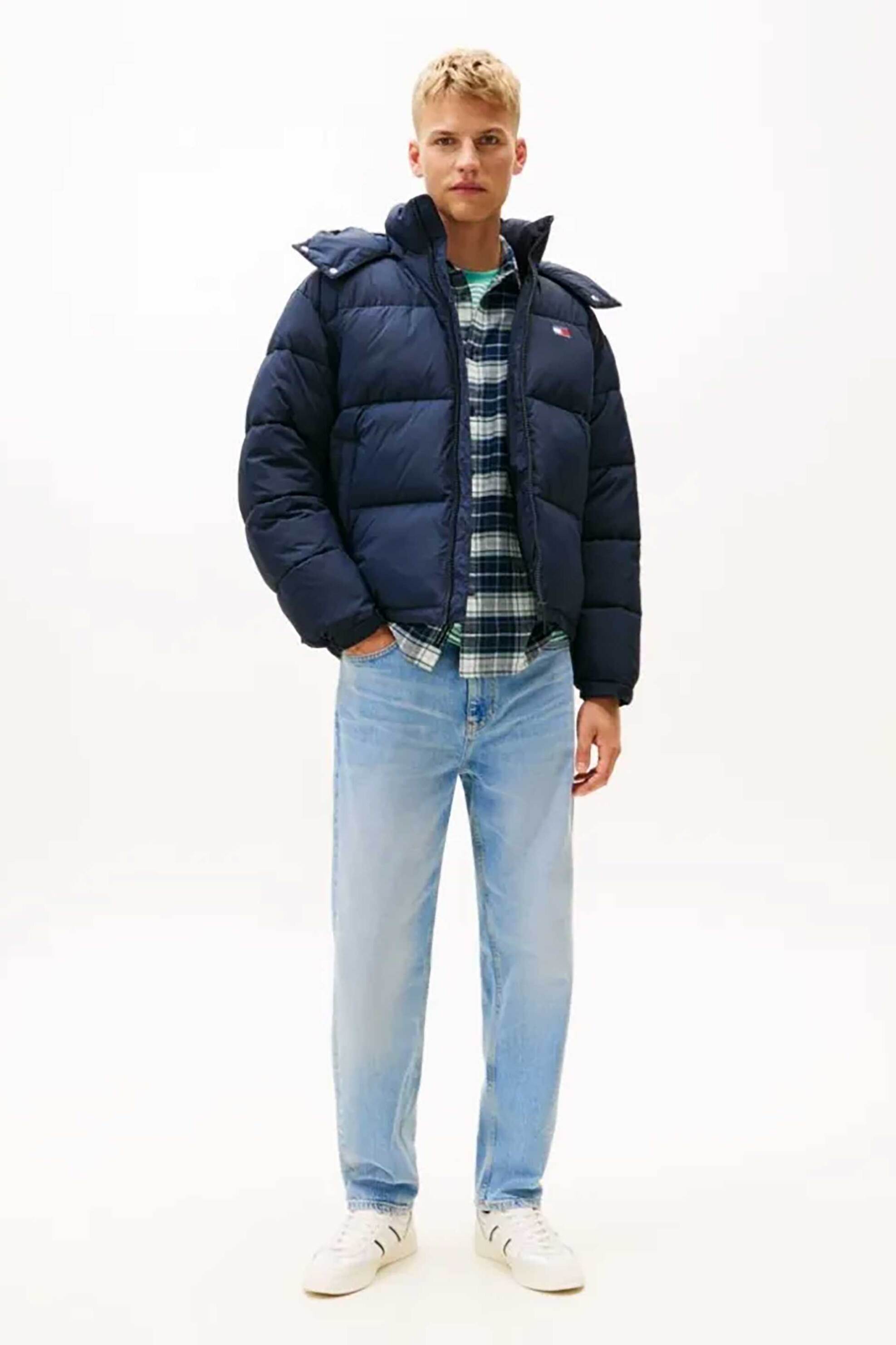 Tommy Jeans ανδρικό τζιν παντελόνι πεντάτσεπο Tappered Fit - DM0DM22576 Denim Blue Ανοιχτό