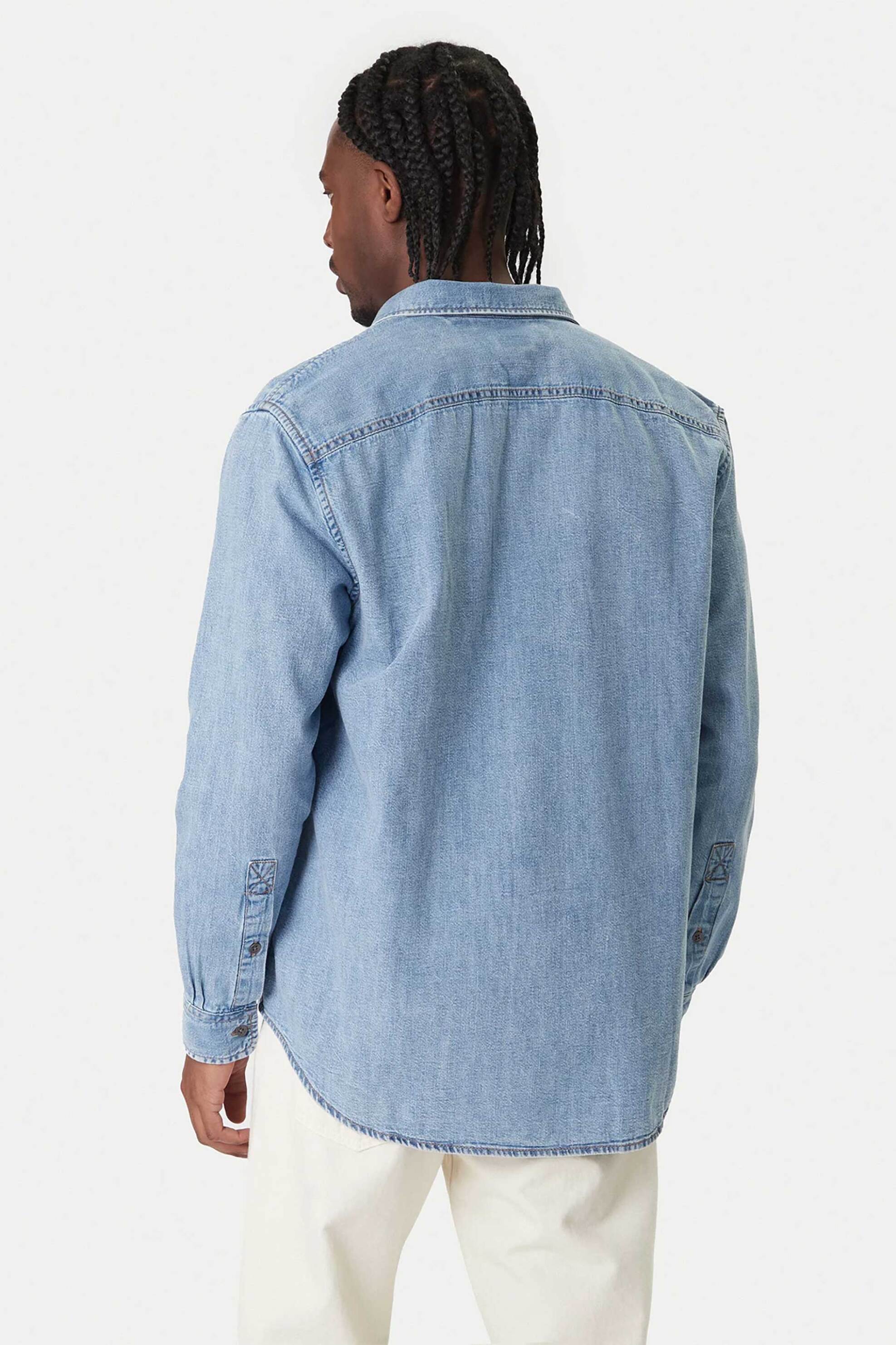 Tommy Jeans Ανδρικό Denim Πουκάμισο με Λογότυπο Relaxed Fit - Dm0Dm22304 Blue
