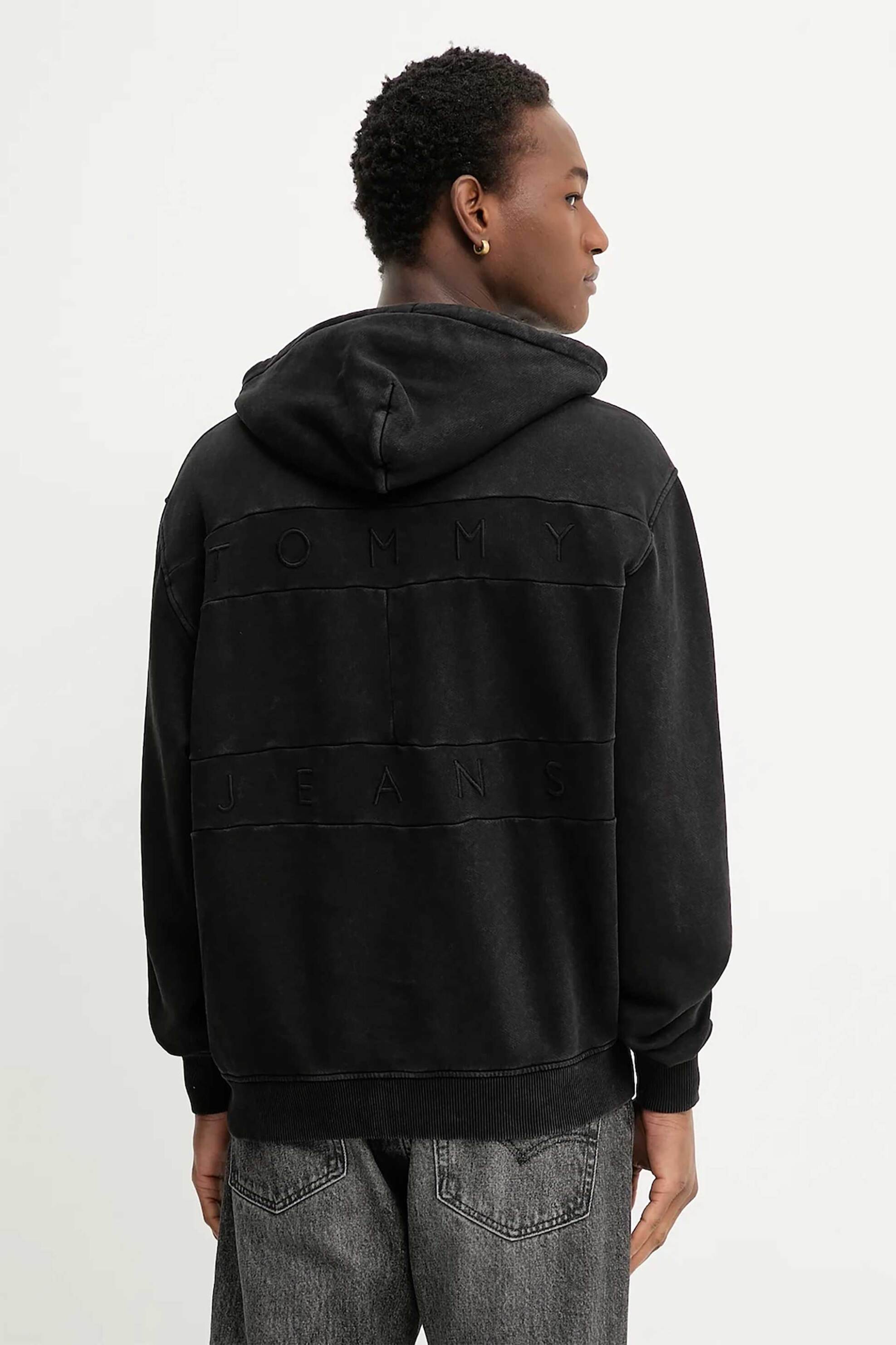 Tommy Jeans Ανδρική Μπλούζα Φούτερ με Logo Print Regular Fit - Dm0Dm22383 Μαύρο