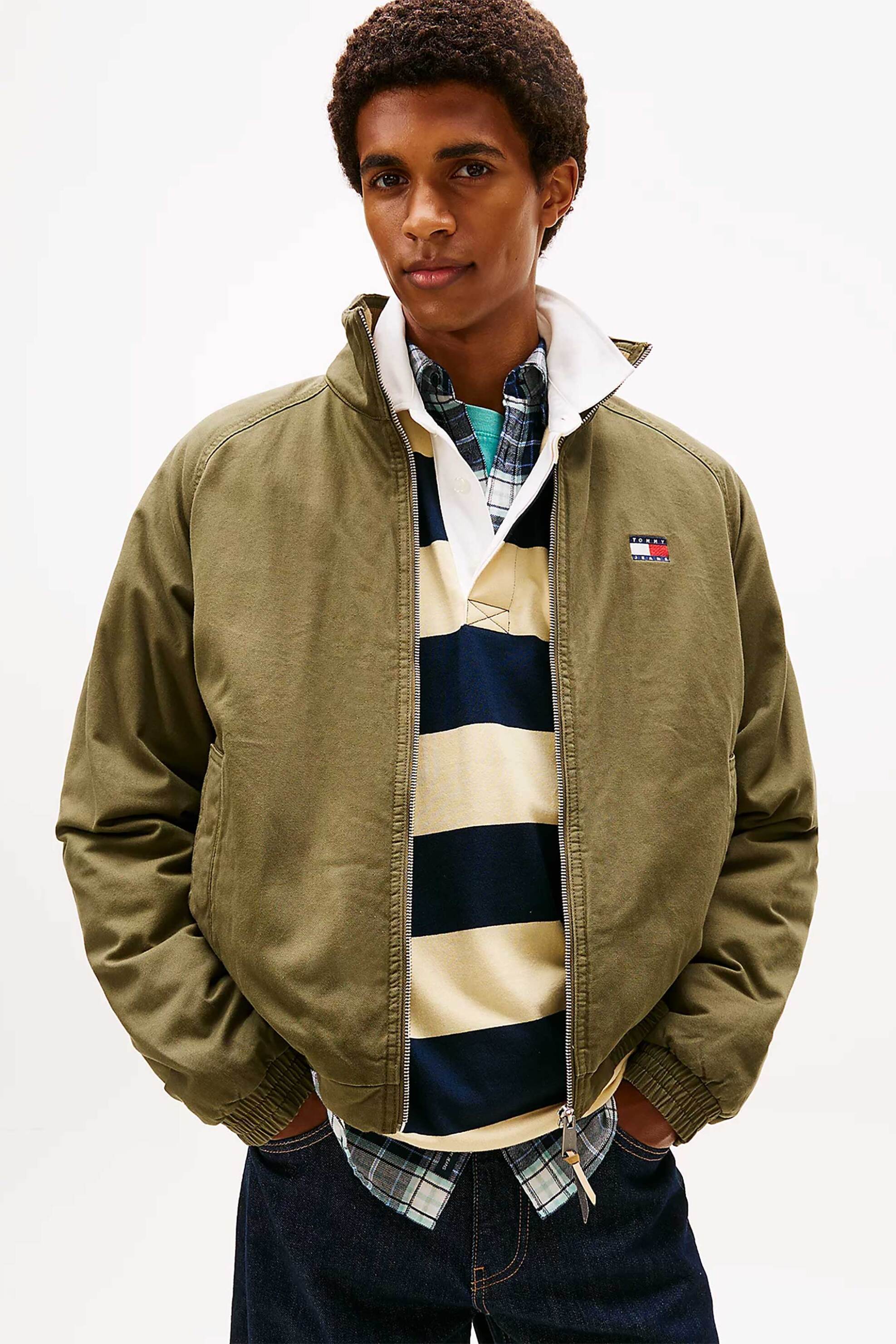 Tommy Jeans ανδρικό μπουφάν με λογότυπο Relaxed Fit - DM0DM22712 Λαδί