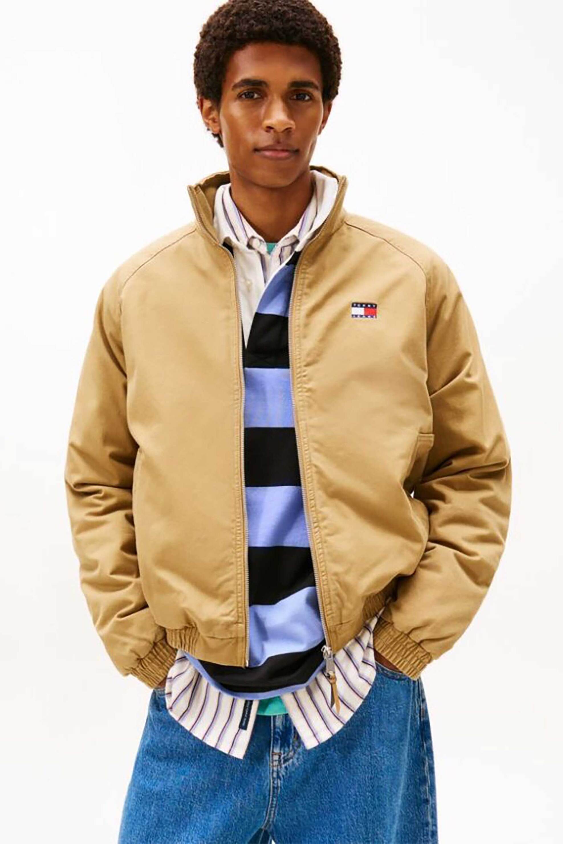 Tommy Jeans ανδρικό μπουφάν με λογότυπο Relaxed Fit - DM0DM22712 Μπεζ