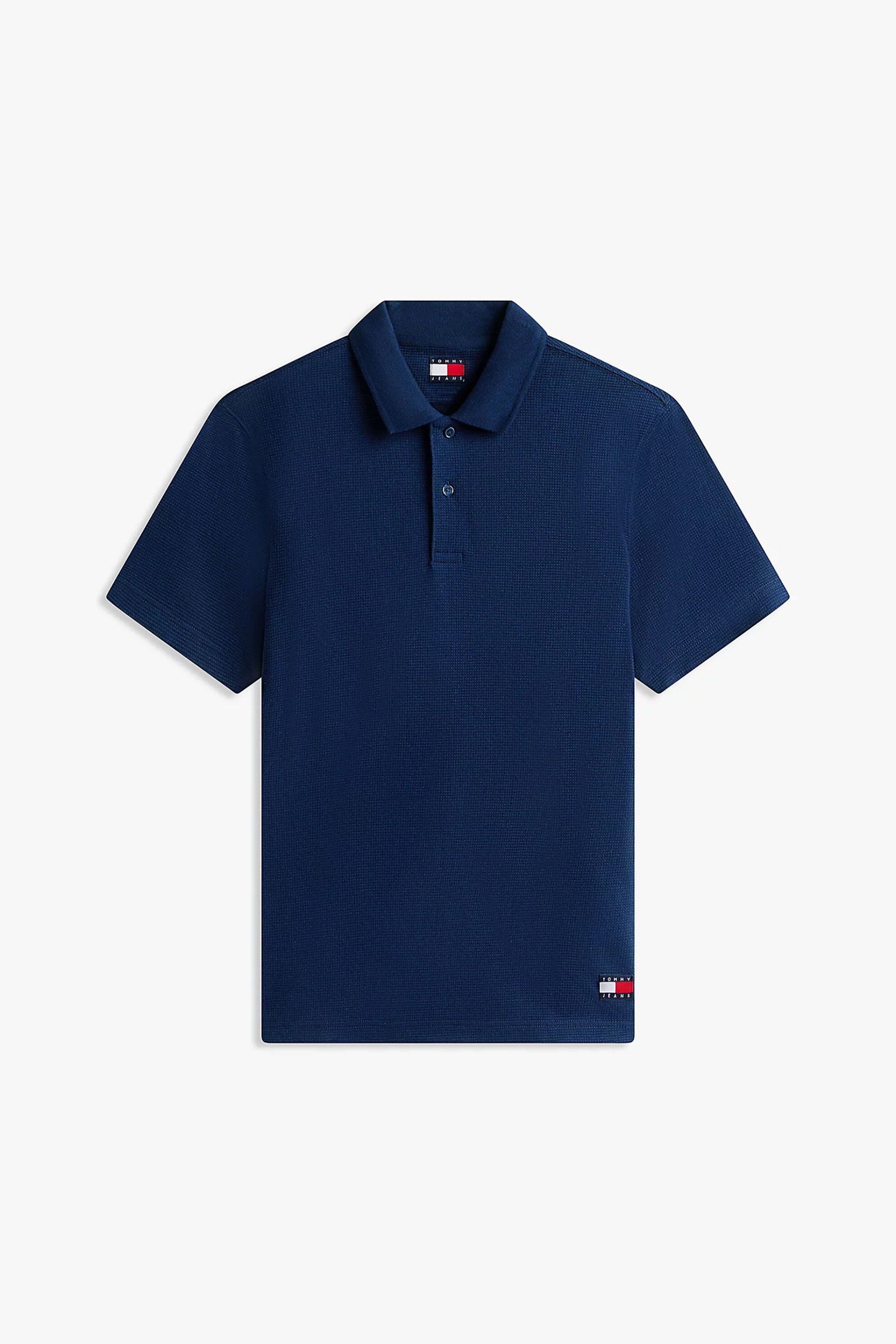 Tommy Jeans Ανδρική Μπλούζα Πόλο με Waffle Σχέδιο Regular Fit - Dm0Dm22703 Μπλε Σκούρο