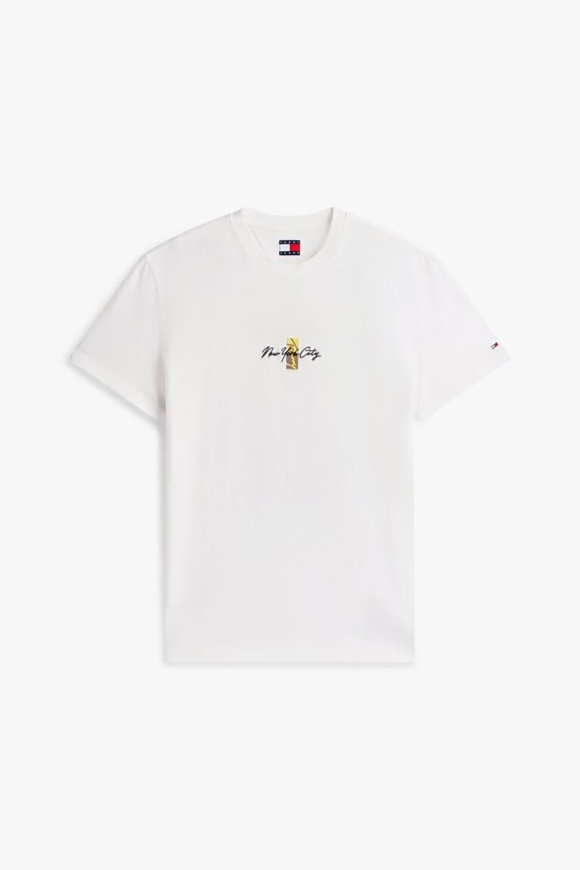 Tommy Jeans Ανδρικό T-Shirt με Κεντημένο Λογότυπο - Dm0Dm22532 Εκρού