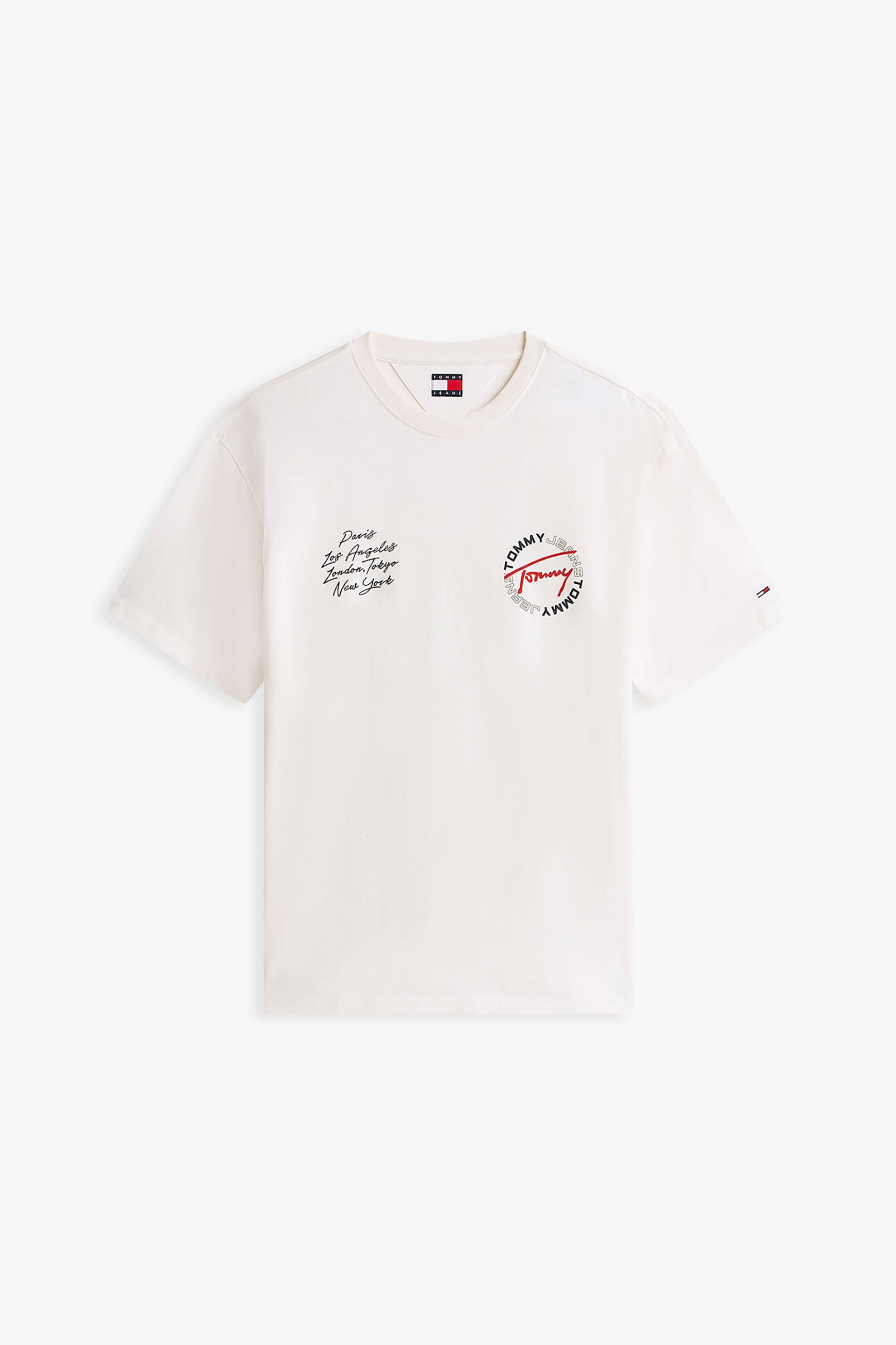 Tommy Jeans Ανδρικό T-Shirt με Logo Print Relaxed Fit Circular - Dm0Dm22535 Λευκό