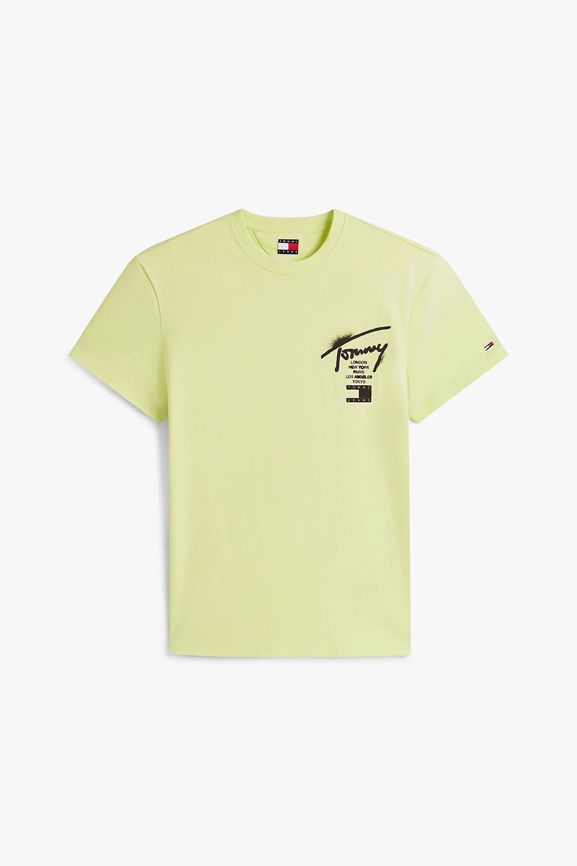 Tommy Jeans Ανδρικό T-Shirt με Signature Logo Print Regular Fit - Dm0Dm22553 Κίτρινο