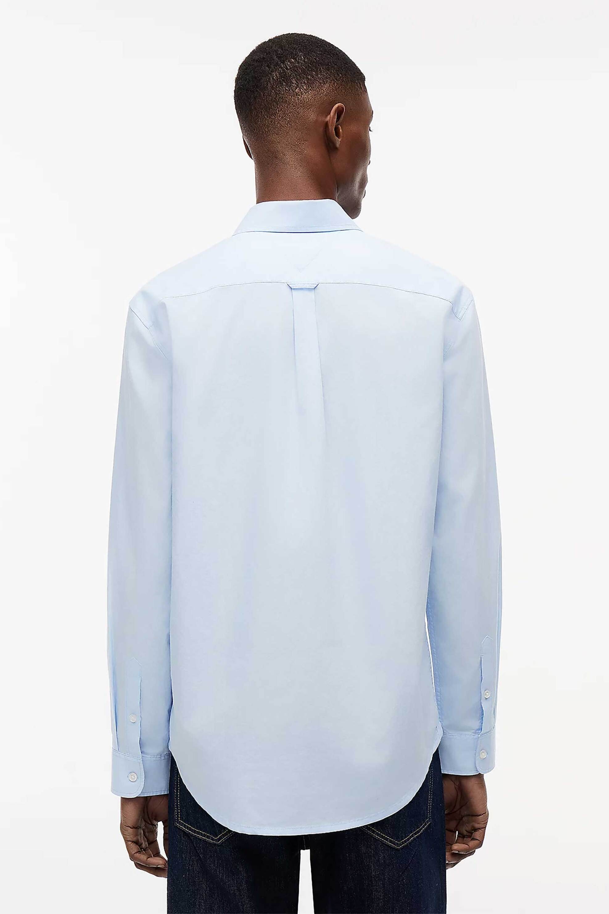 Tommy Jeans Ανδρικό Πουκάμισο Poplin με Κεντημένο Λογότυπο Regular Fit - Dm0Dm22026 Σιελ