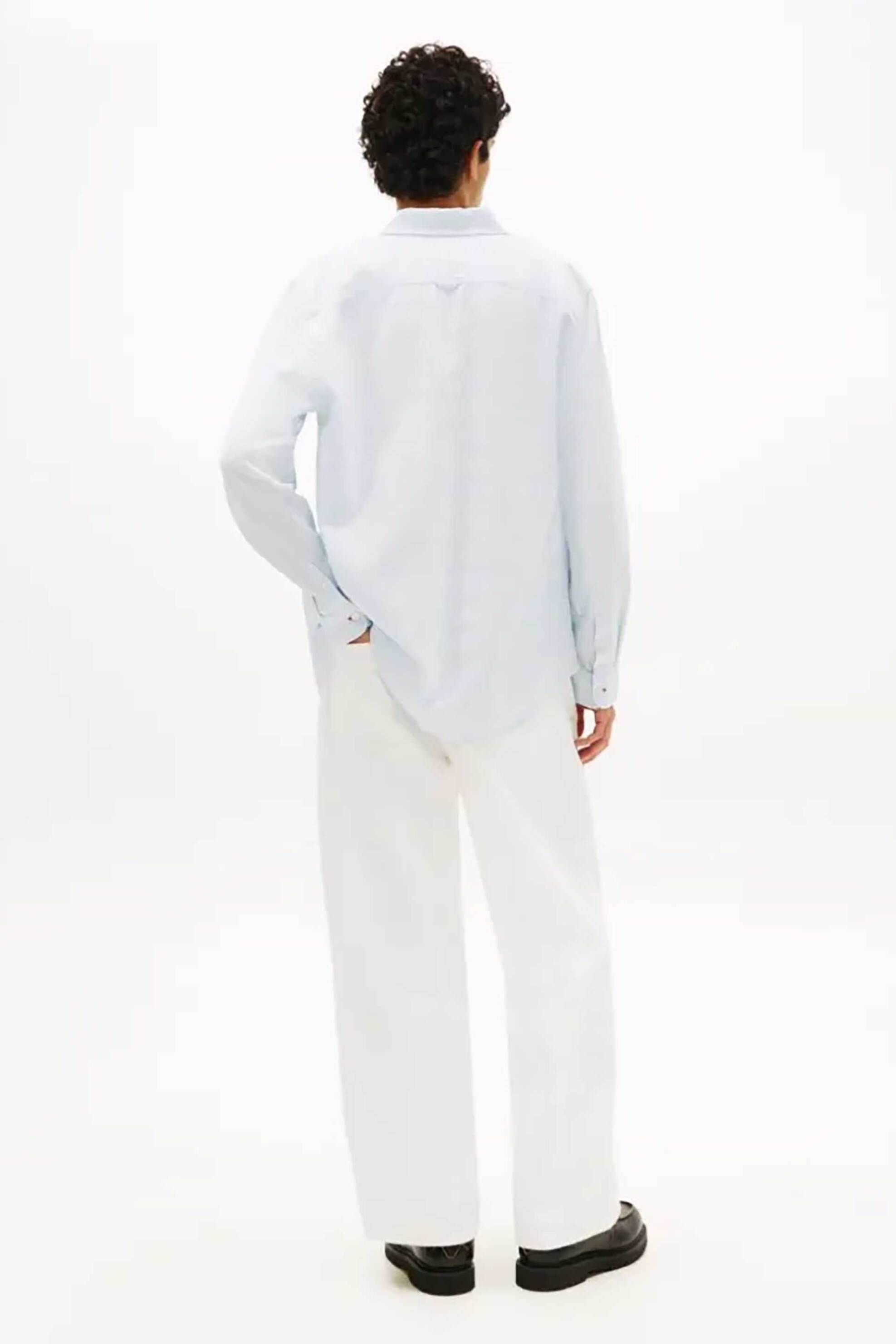 Tommy Jeans Ανδρικό Πουκάμισο με Λινό Λογότυπο Regular Fit - Dm0Dm22761 Γαλάζιο