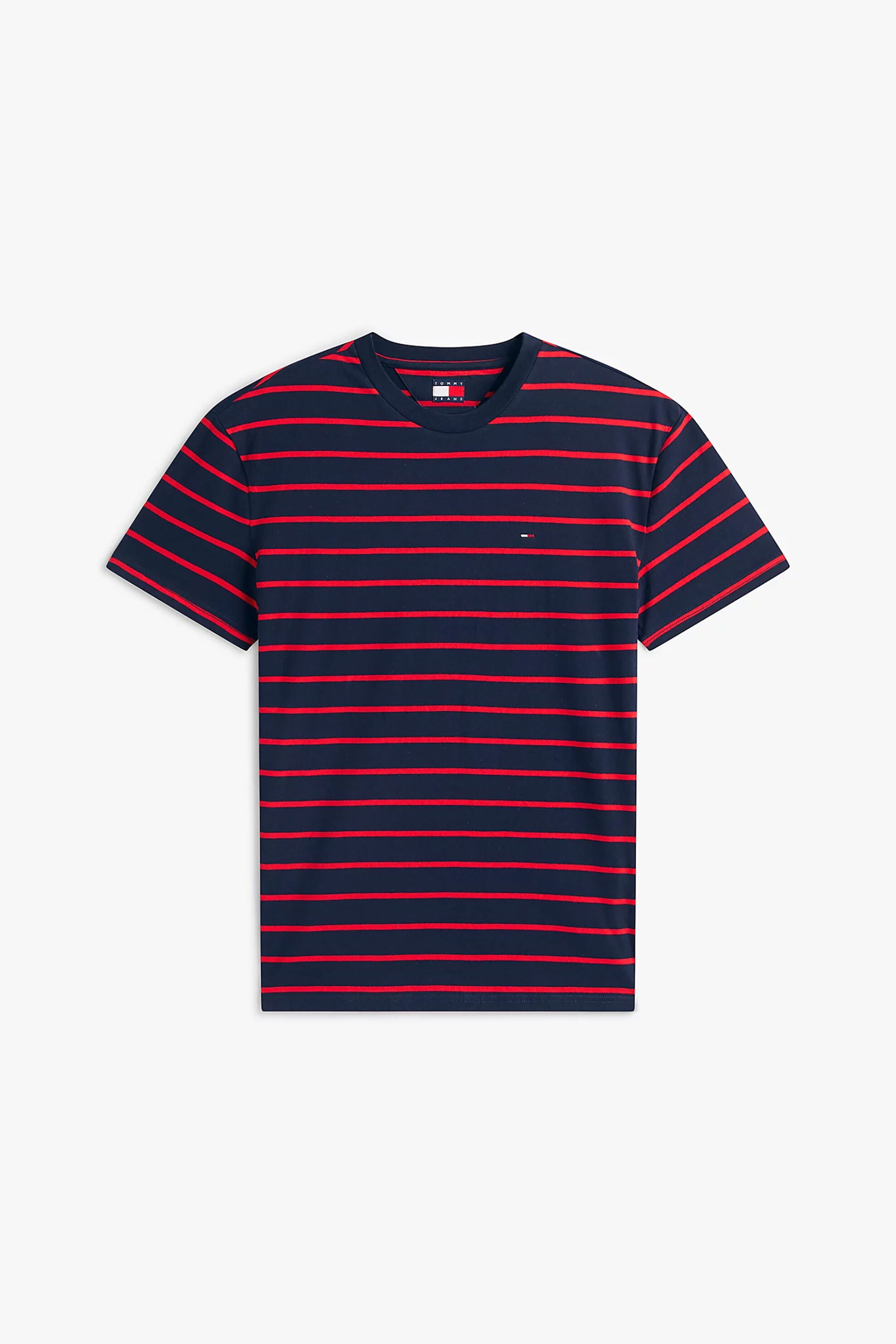 Tommy Jeans Ανδρικό T-Shirt Ριγέ με Λογότυπο Regular Fit - Dm0Dm22544 Μπλε Σκούρο