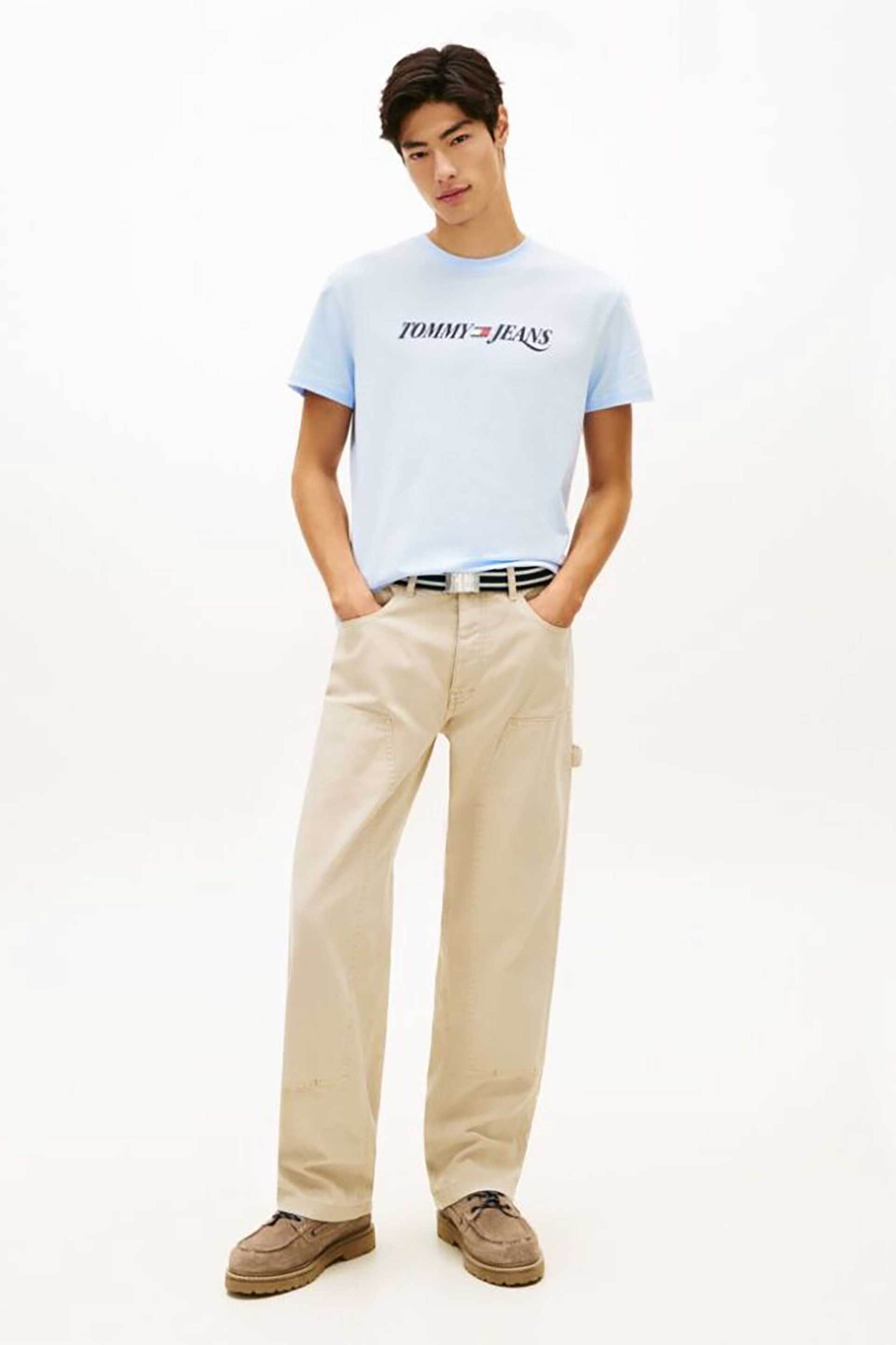 Tommy Jeans ανδρικό T-shirt με λογότυπο Regular Fit - DM0DM22548 Γαλάζιο