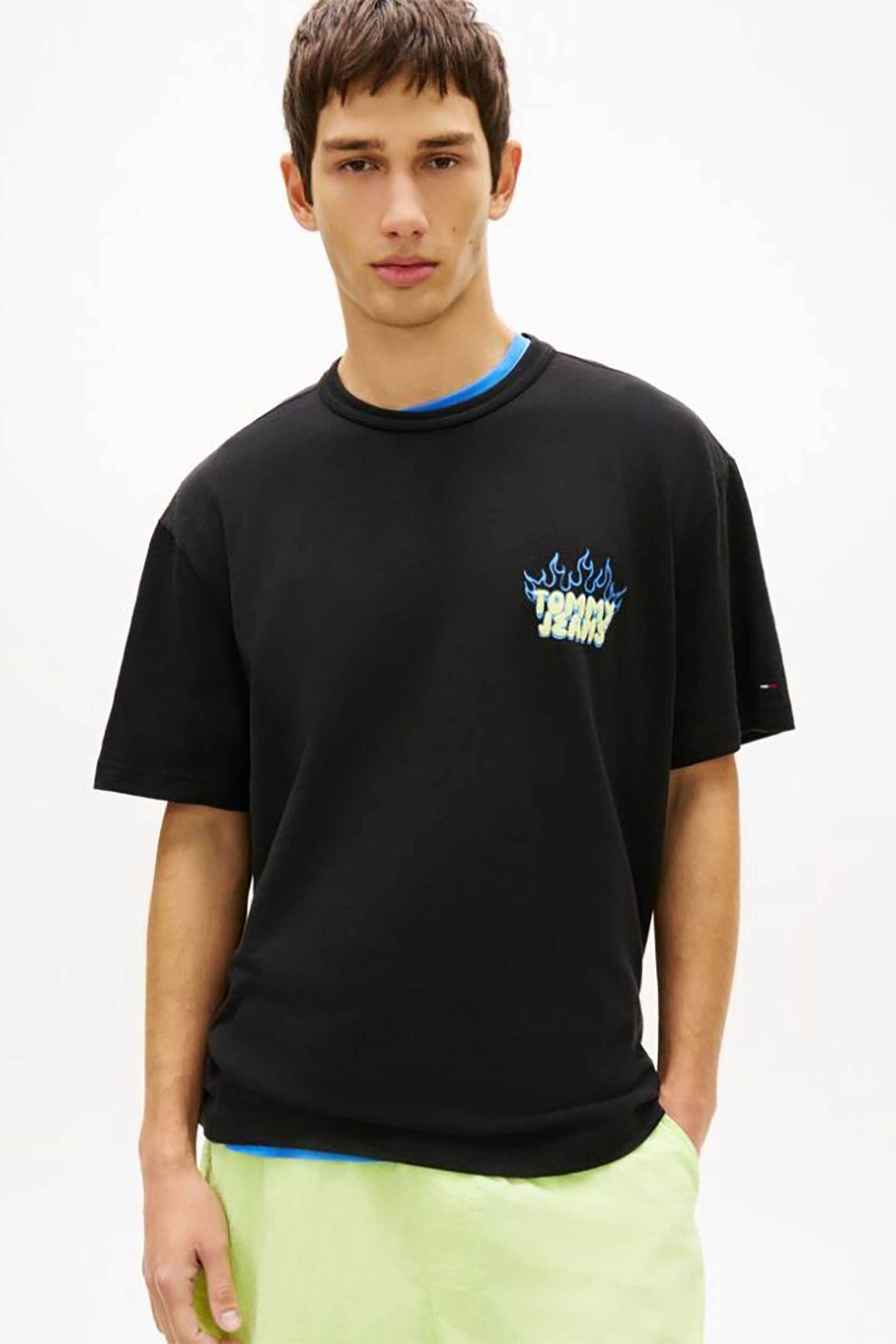 Tommy Jeans ανδρικό T-shirt με logo print Relaxed Fit "Bubble" - DM0DM22552 Μαύρο