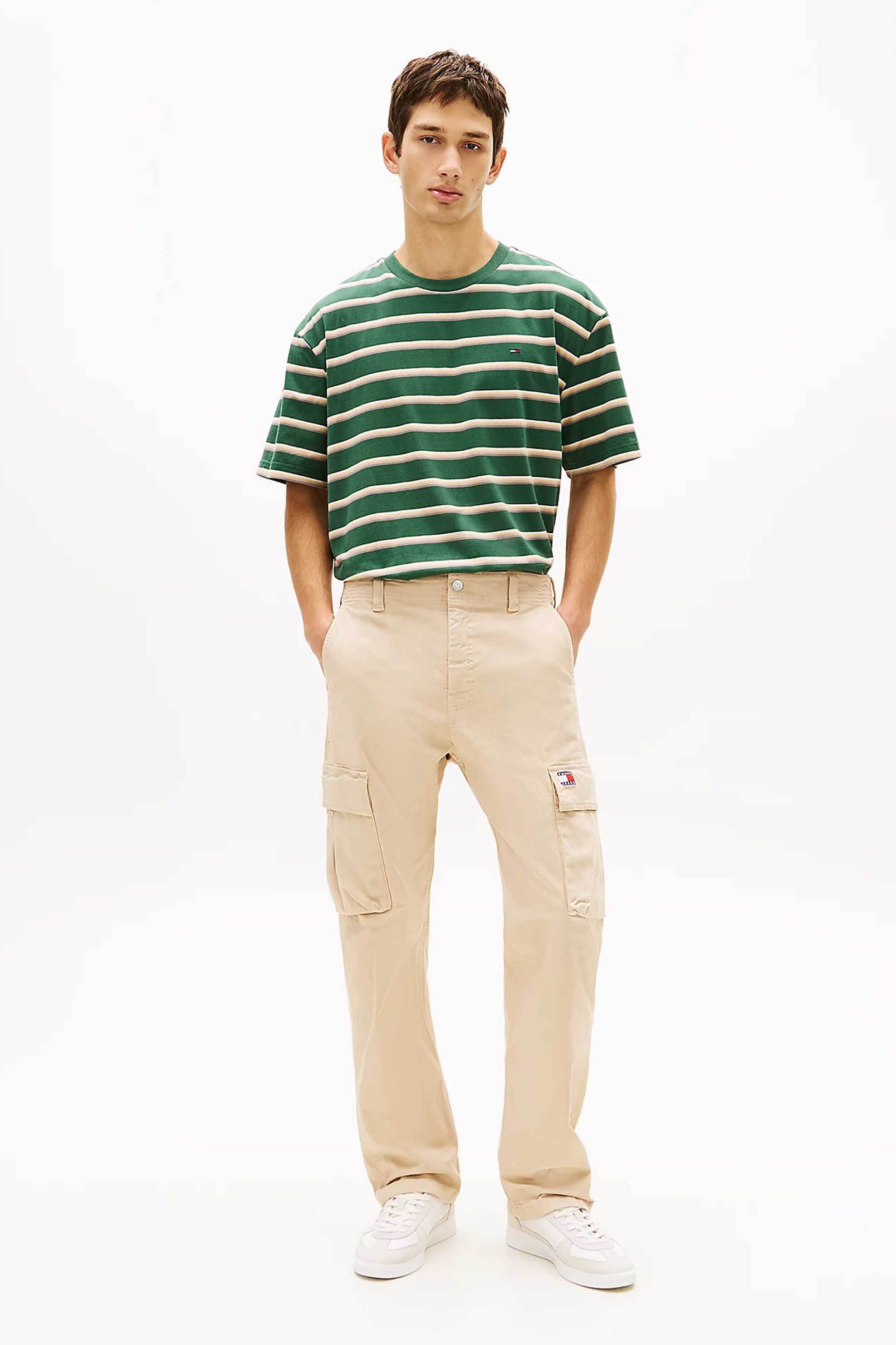 Tommy Jeans ανδρικό cargo παντελόνι με logo patch Straight Fit "Otis" - DM0DM22403 Μπεζ