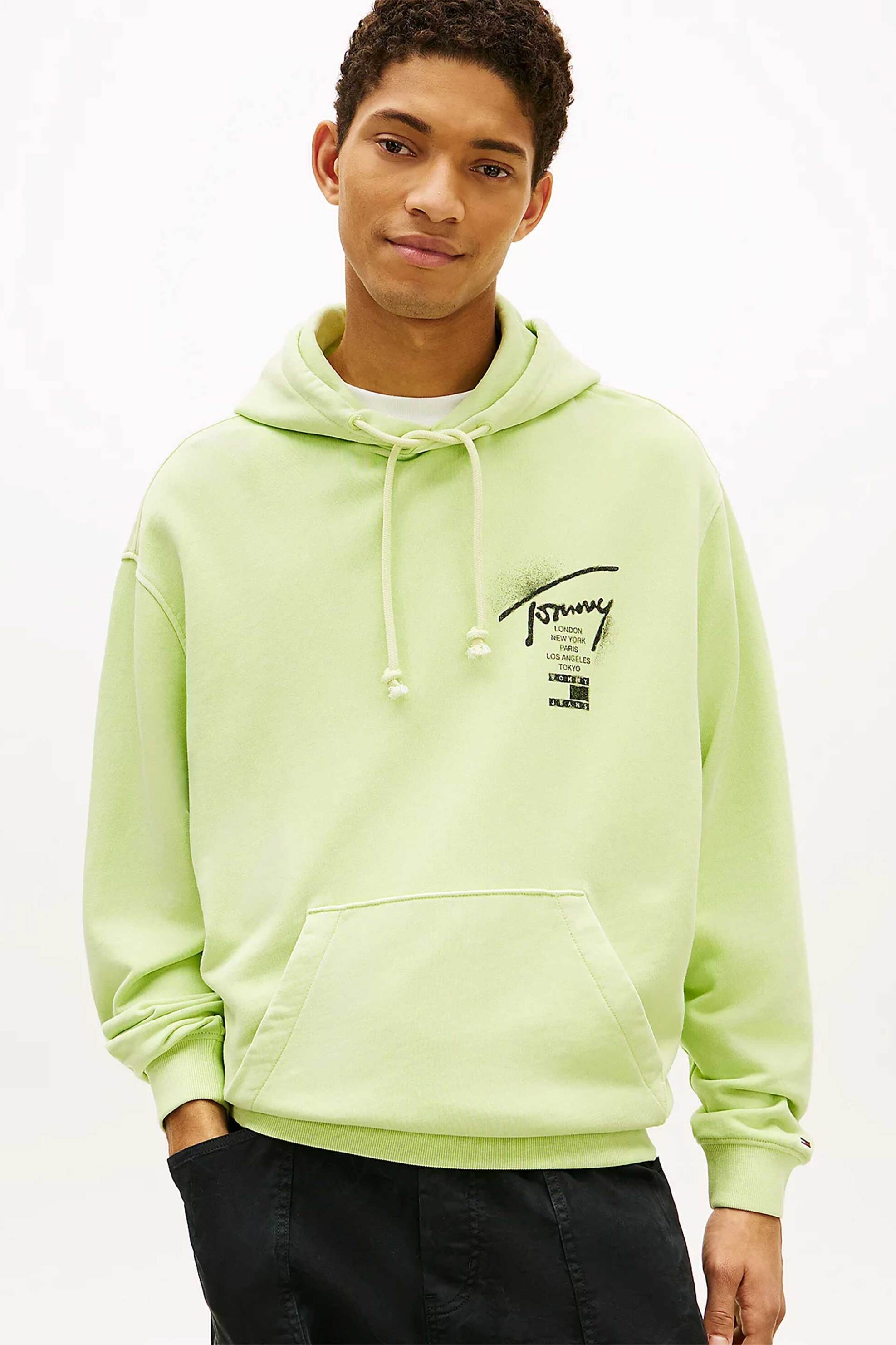 Tommy Jeans ανδρική μπλούζα φούτερ με κουκούλα "Signature Back Logo" - DM0DM22840 Κίτρινο