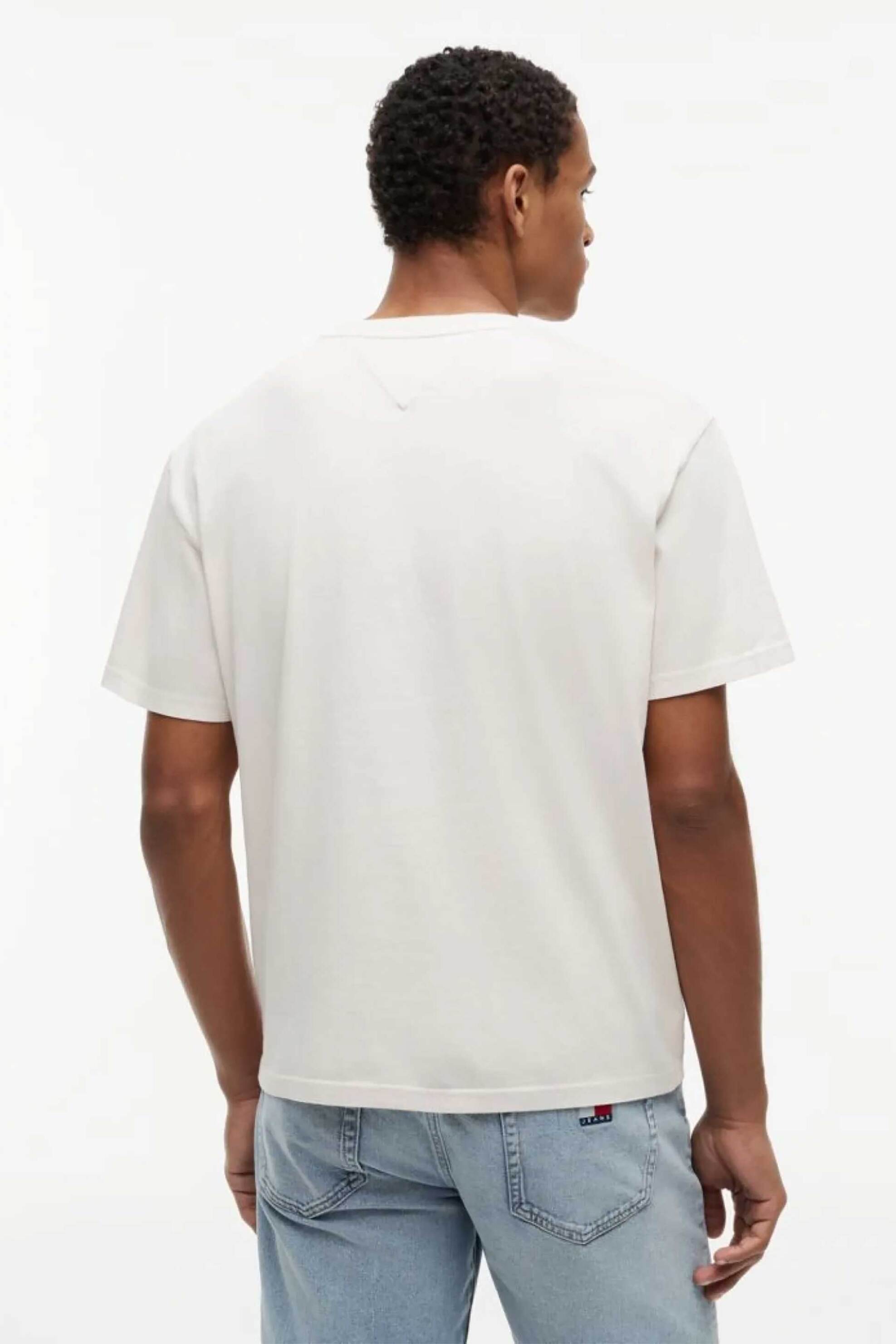 Tommy Jeans Ανδρικό T-Shirt με Repeat Logo Regular Fit - Dm0Dm23180 Λευκό