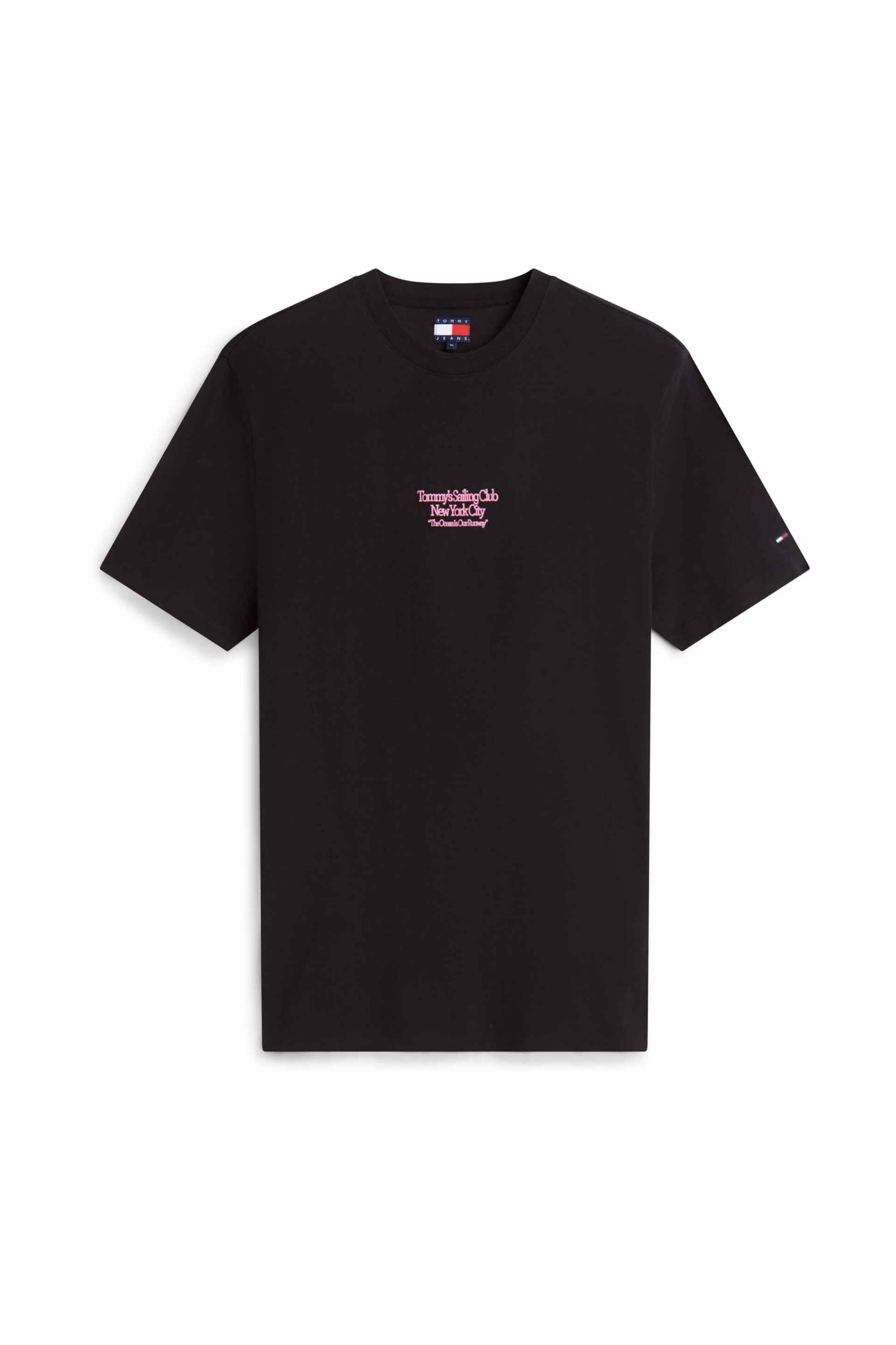 Tommy Jeans ανδρικό T-shirt με sailboat print Relaxed Fit - DM0DM23184 Μαύρο