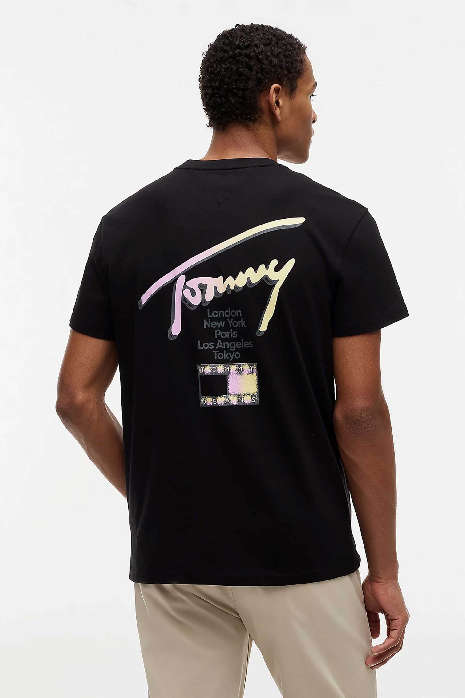Tommy Jeans Ανδρικό T-Shirt με Signature Logo Regular Fit - Dm0Dm23253 Μαύρο