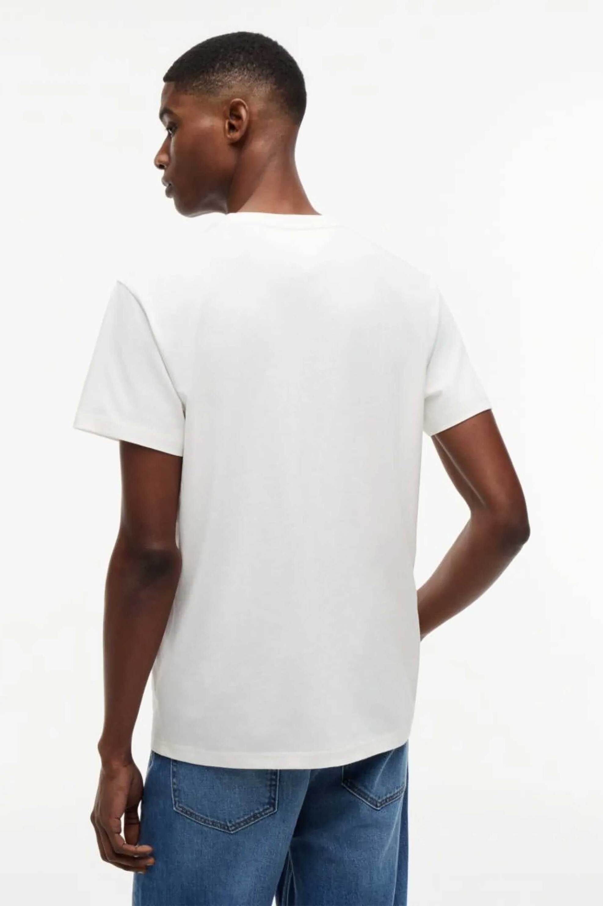 Tommy Jeans Ανδρικό T-Shirt με Logo Print Slim Fit - Dm0Dm23376 Λευκό
