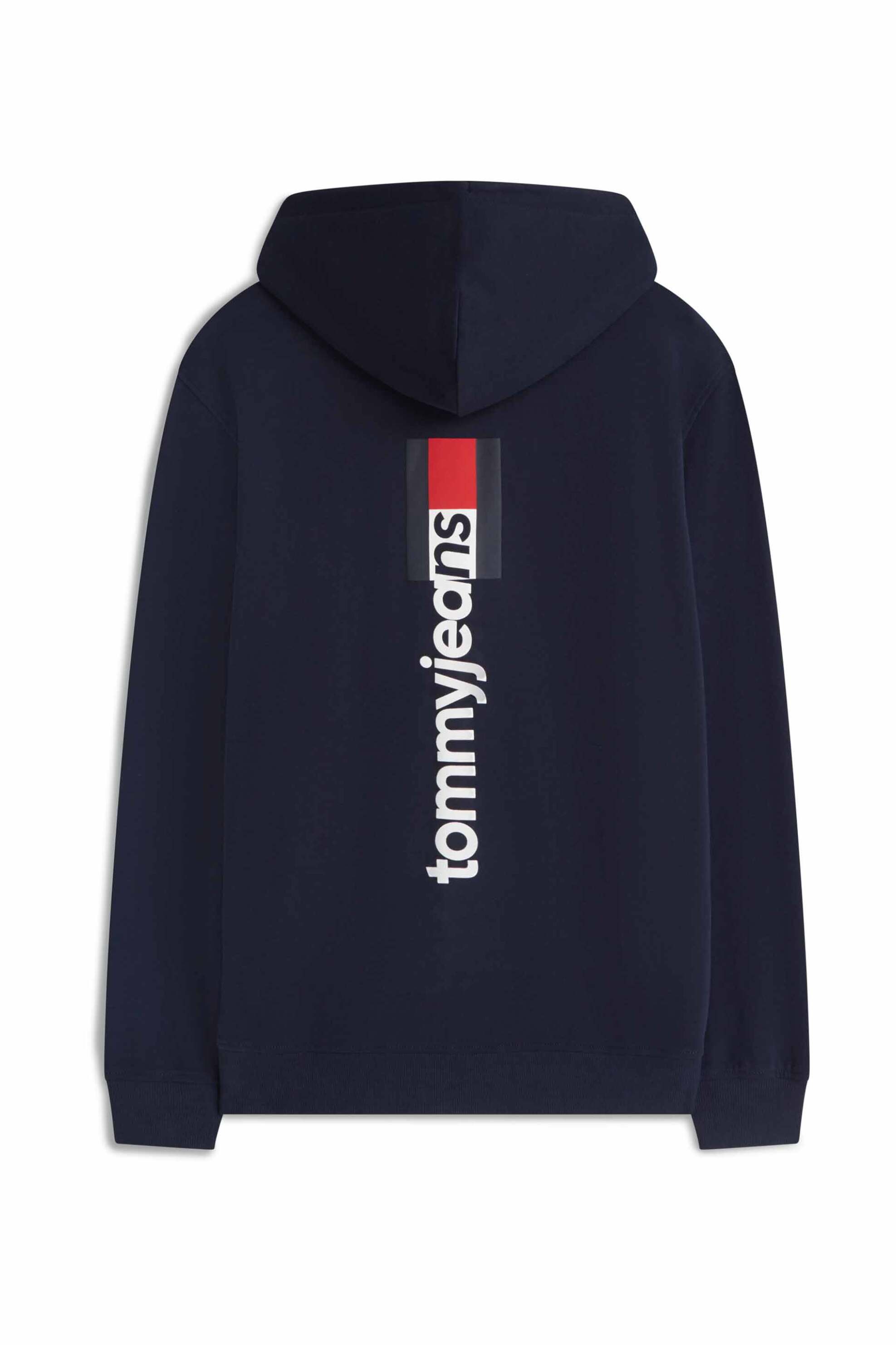 Tommy Jeans Ανδρική Μπλούζα Φούτερ με Κουκούλα Και Λογότυπο Regular Fit - Dm0Dm23393 Μπλε Σκούρο