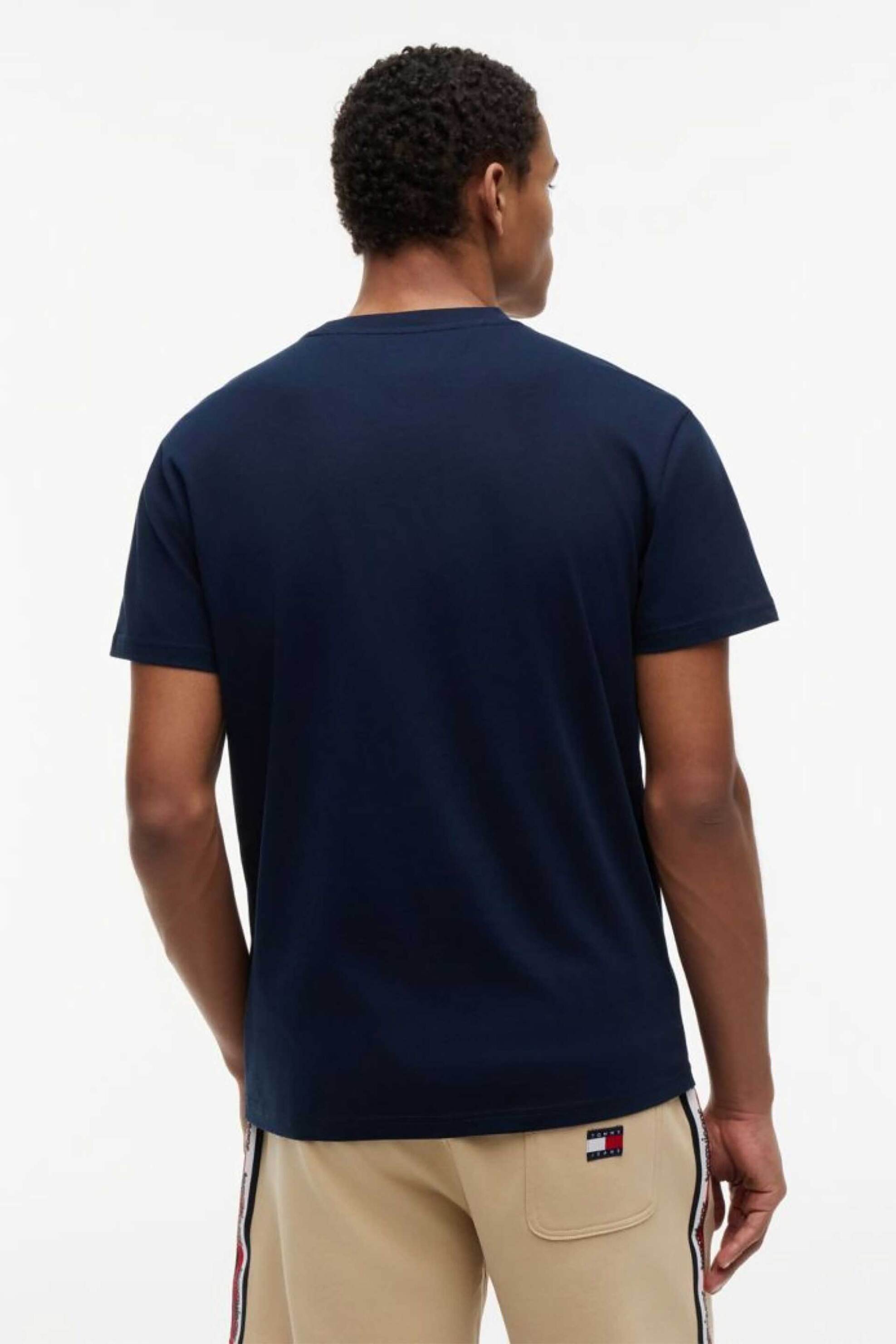 Tommy Jeans Ανδρικό T-Shirt με Logo Print Regular Fit - Dm0Dm23406 Μπλε Σκούρο