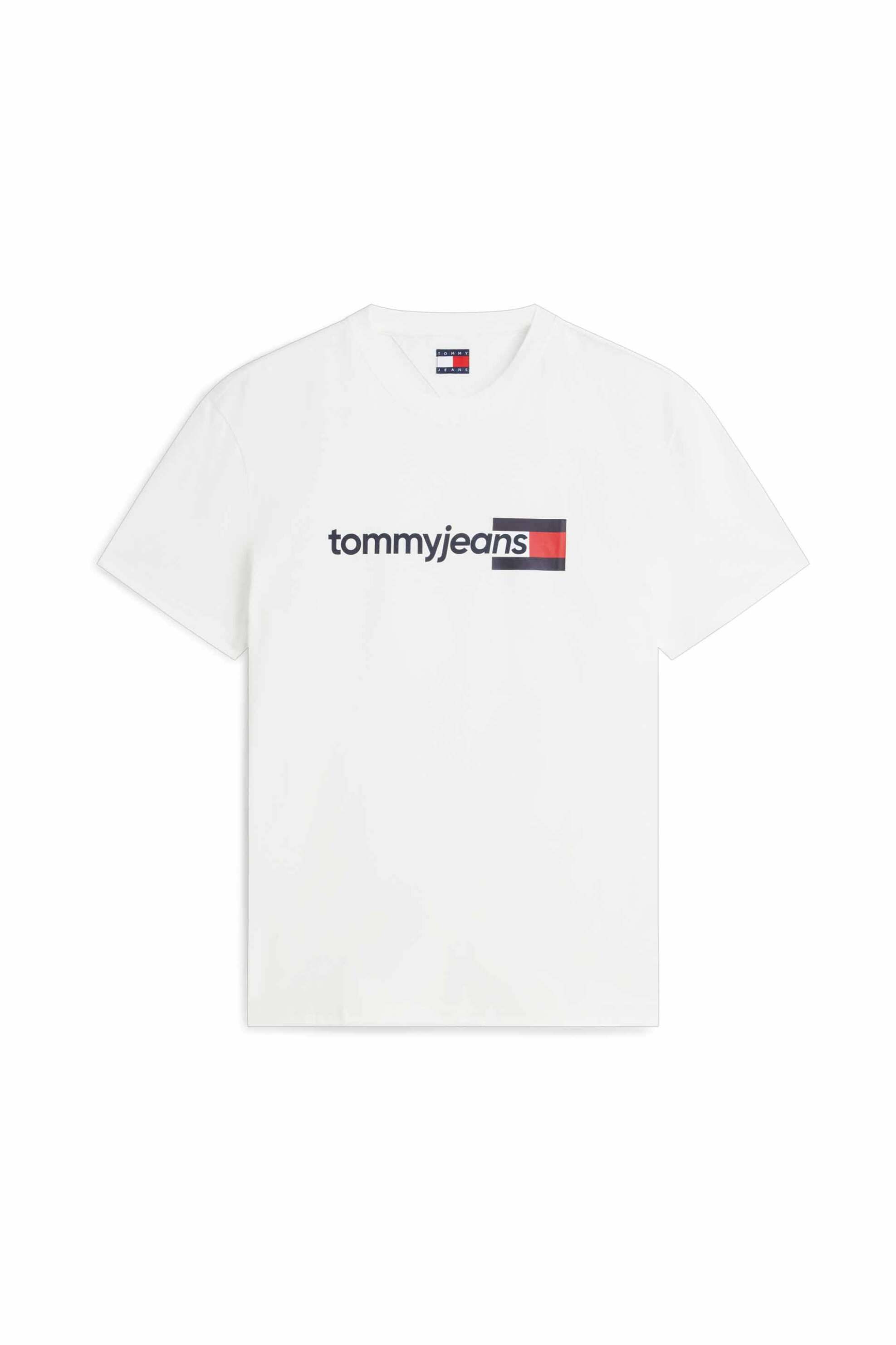 Tommy Jeans ανδρικό T-shirt με logo print Regular Fit - DM0DM23406 Λευκό