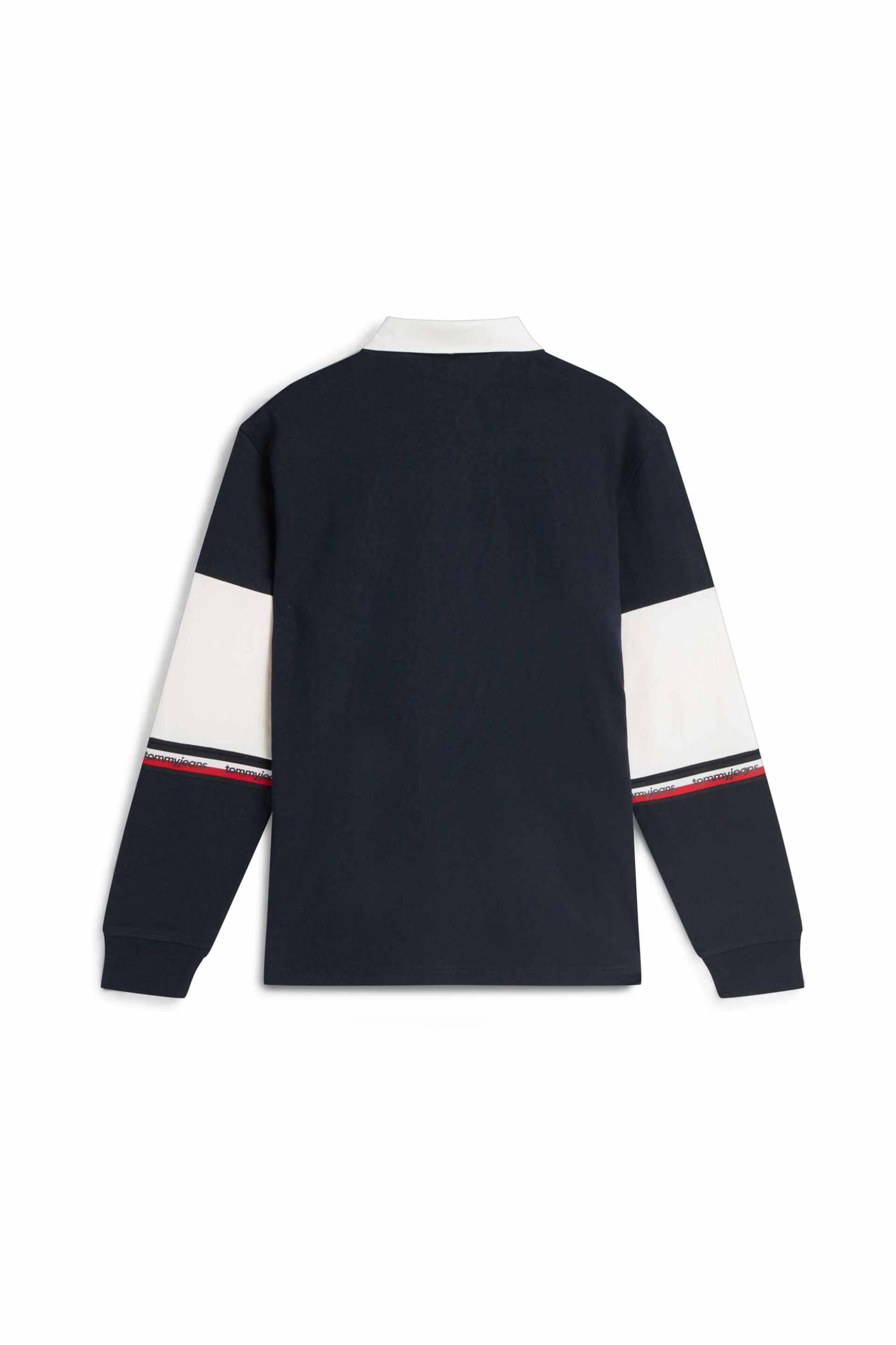 Tommy Jeans Ανδρική Μπλούζα Πόλο Colourblocked με Repeat Logo Relaxed Fit - Dm0Dm23161 Μπλε Σκούρο