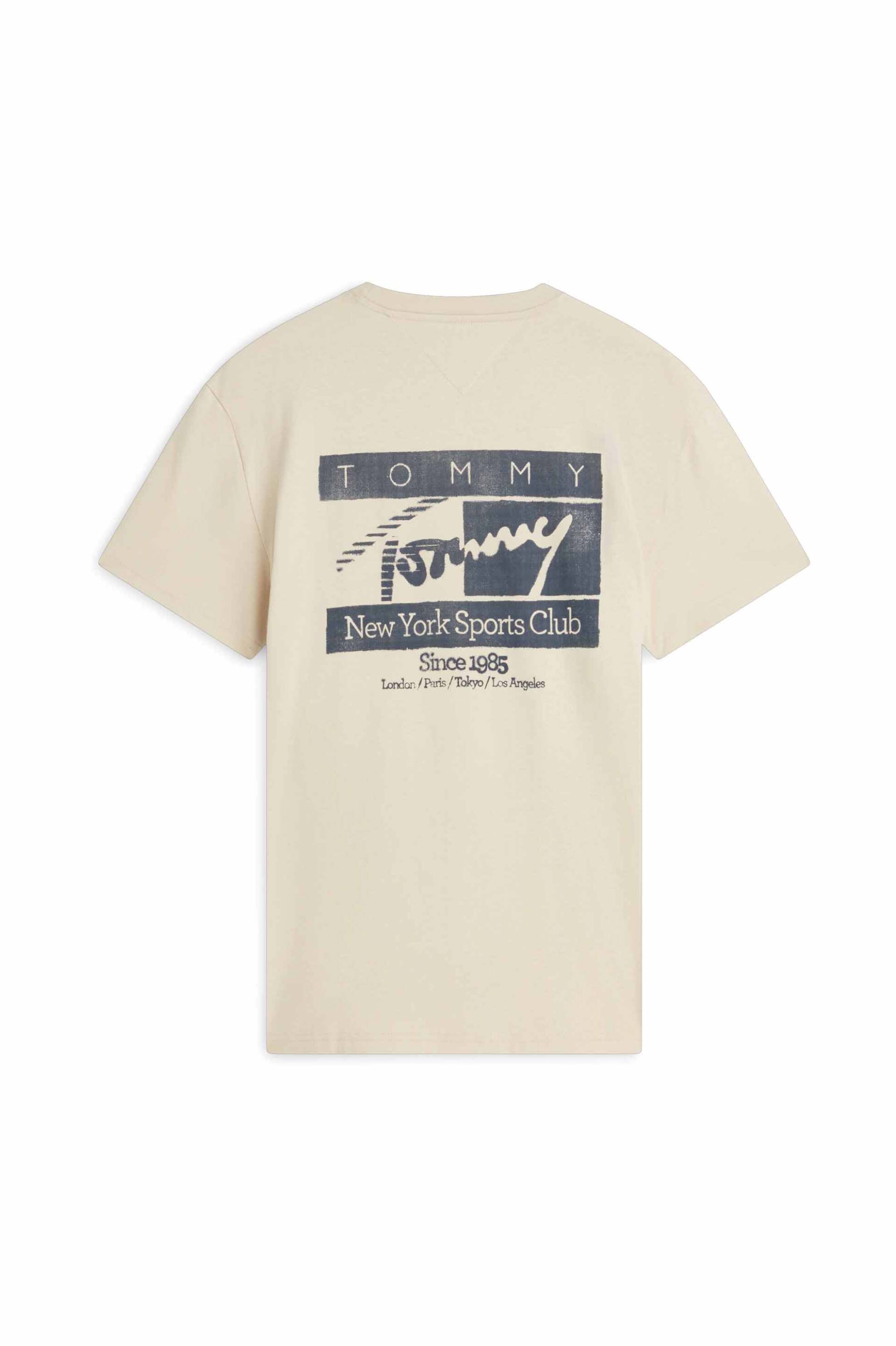 Tommy Jeans Ανδρικό T-Shirt με Signature Logo Regular Fit - Dm0Dm23177 Μπεζ