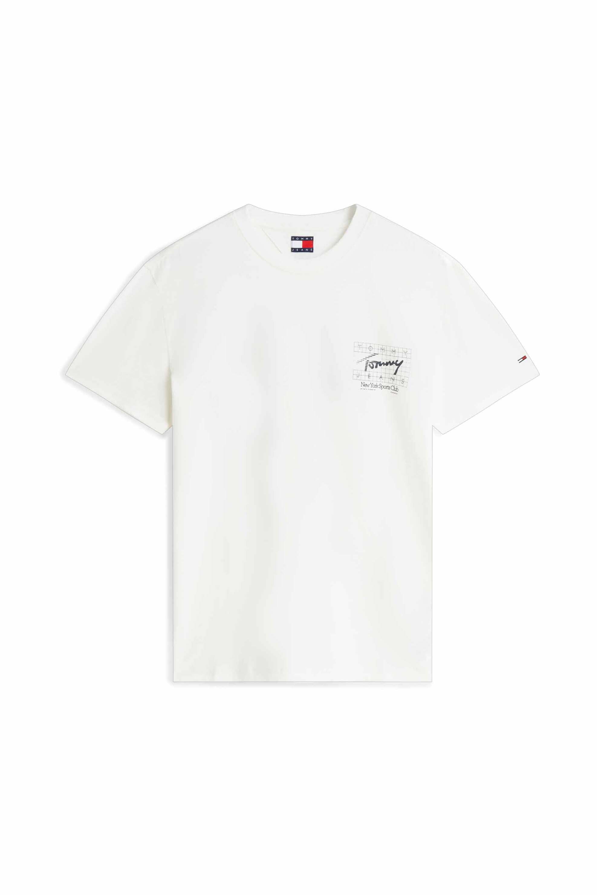 Tommy Jeans ανδρικό T-shirt με signature logo Regular Fit - DM0DM23177 Λευκό