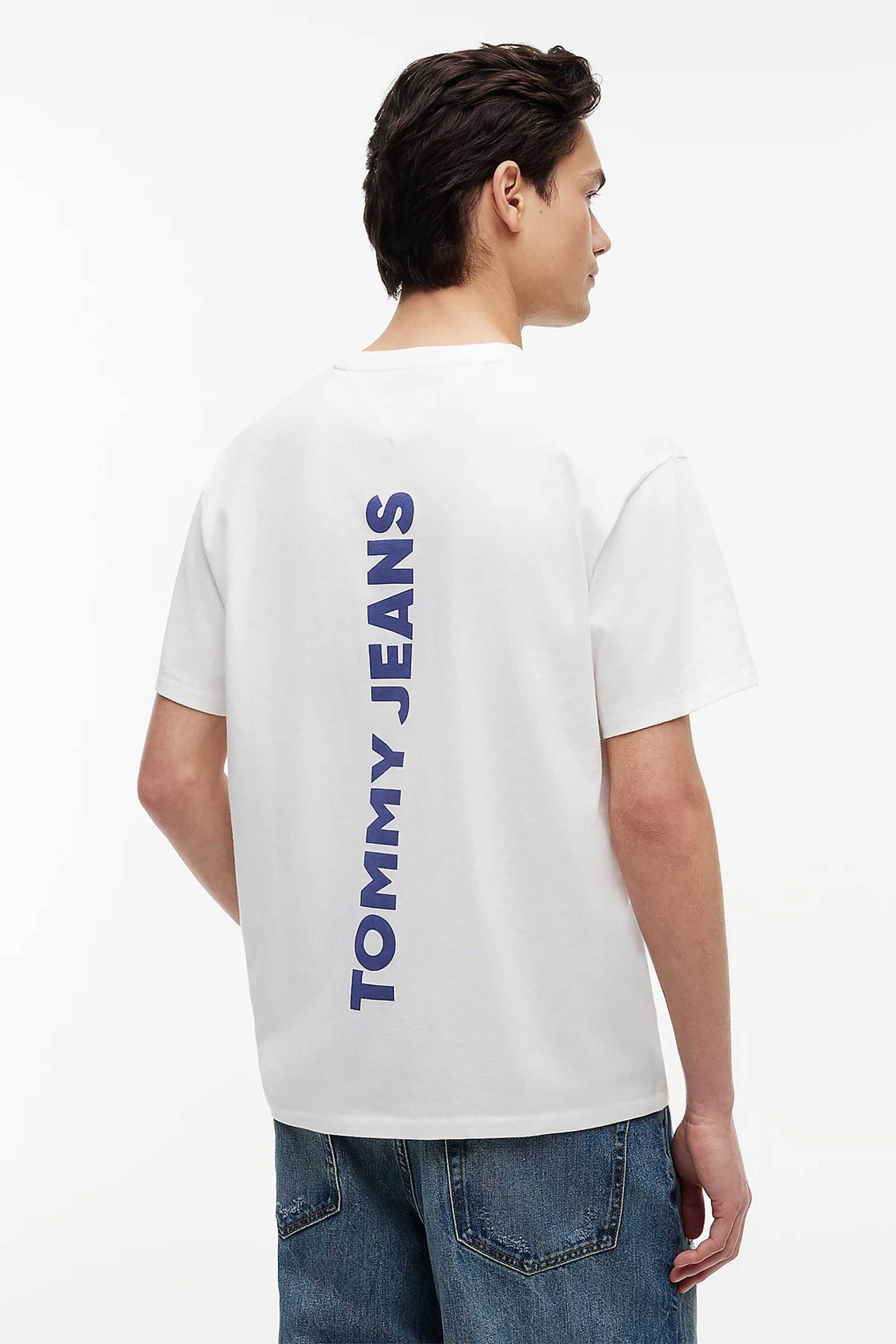 Tommy Jeans Ανδρικό T-Shirt με Graphic Print Relaxed Fit - Dm0Dm23186 Λευκό