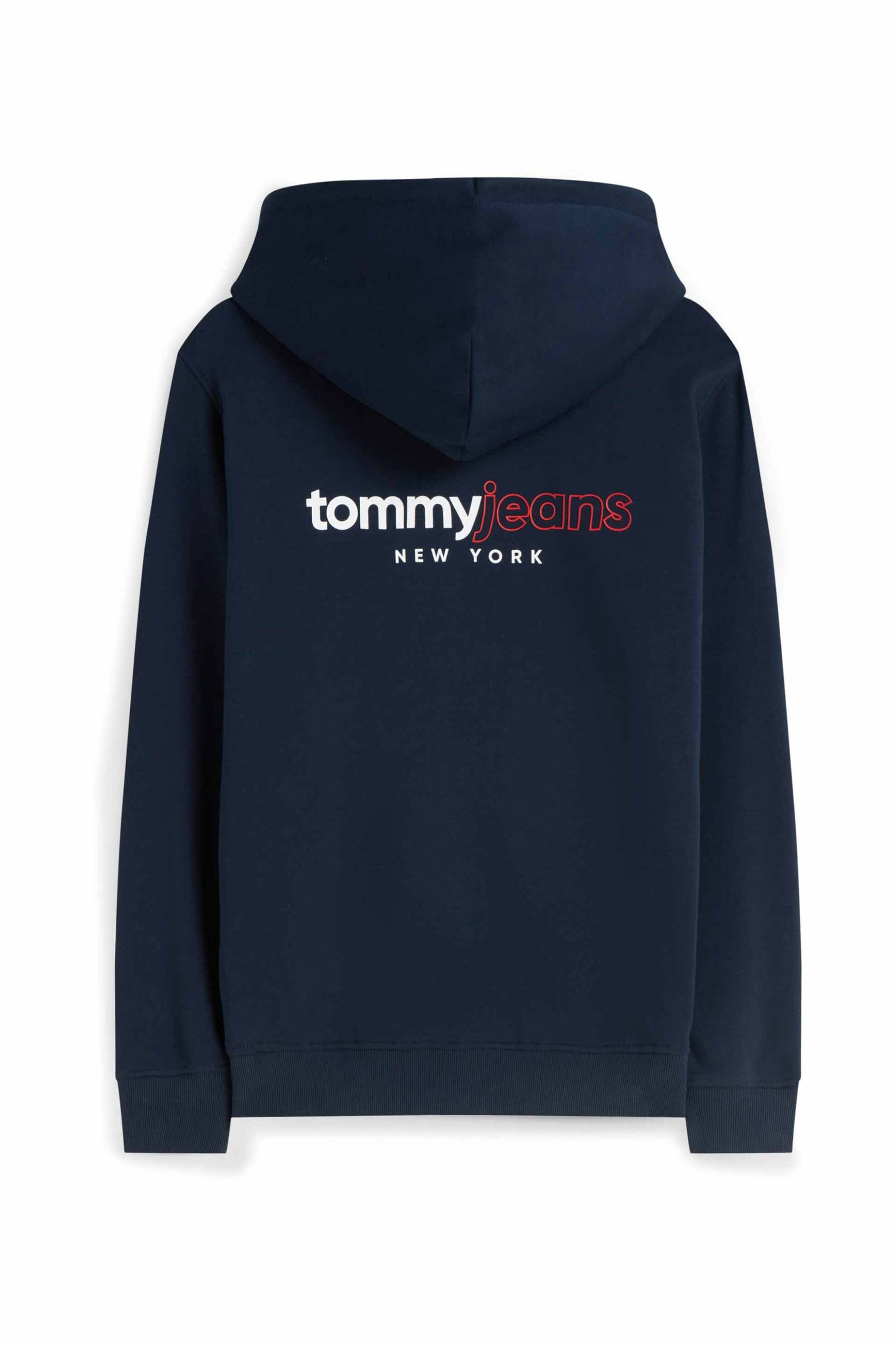 Tommy Jeans Ανδρική Ζακέτα Φούτερ με Κουκούλα Και Graphic Logo Print Regular Fit - Dm0Dm23404 Μπλε Σκούρο