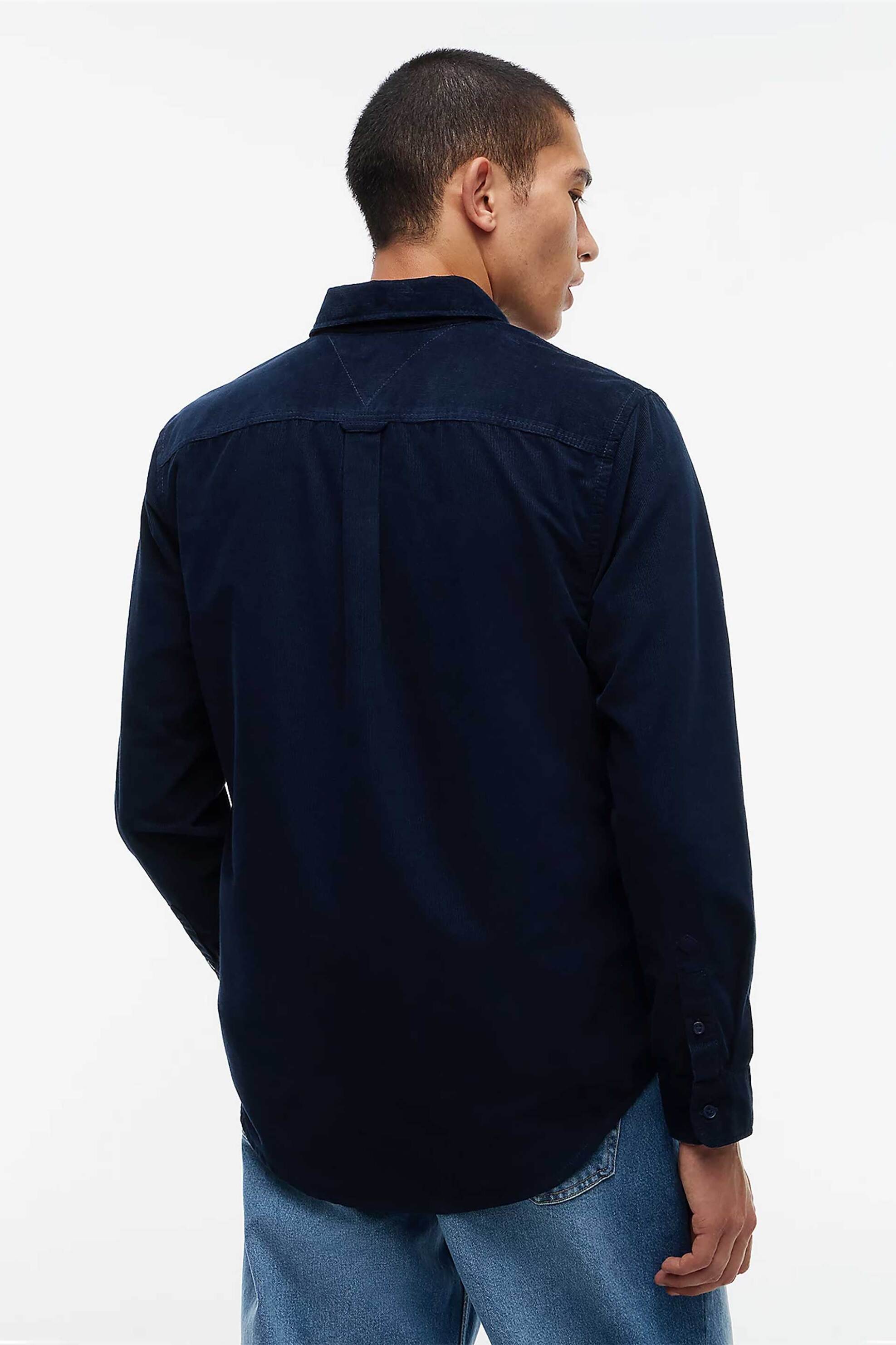 Tommy Jeans Ανδρικό Κοτλέ Πουκάμισο Button Down με Κεντημένο Λογότυπο Regular Fit - Dm0Dm23517 Σκούρο Μπλε