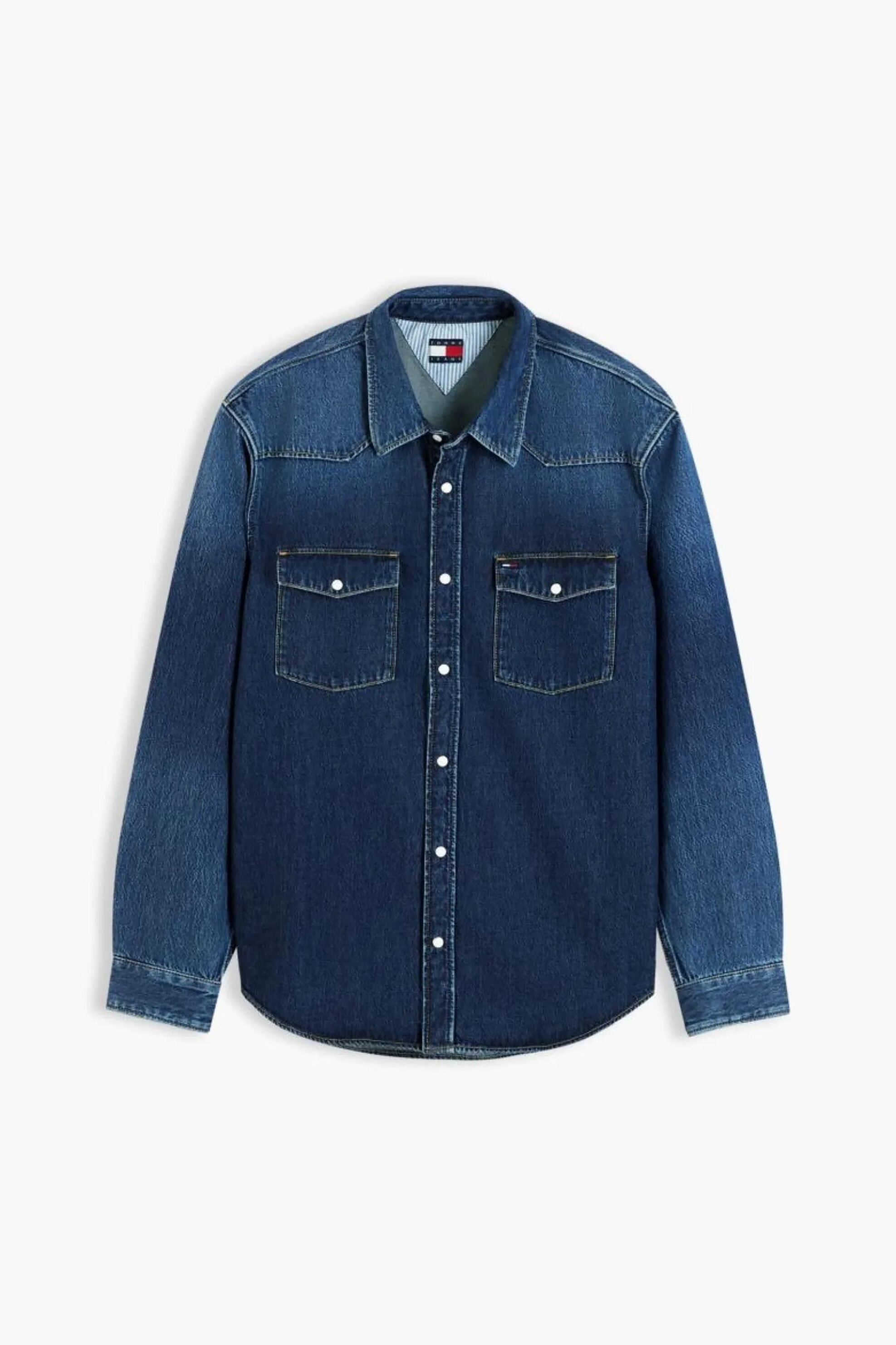 Tommy Jeans Ανδρικό Denim Πουκάμισο Regular Fit - Dm0Dm23697 Blue Σκούρο