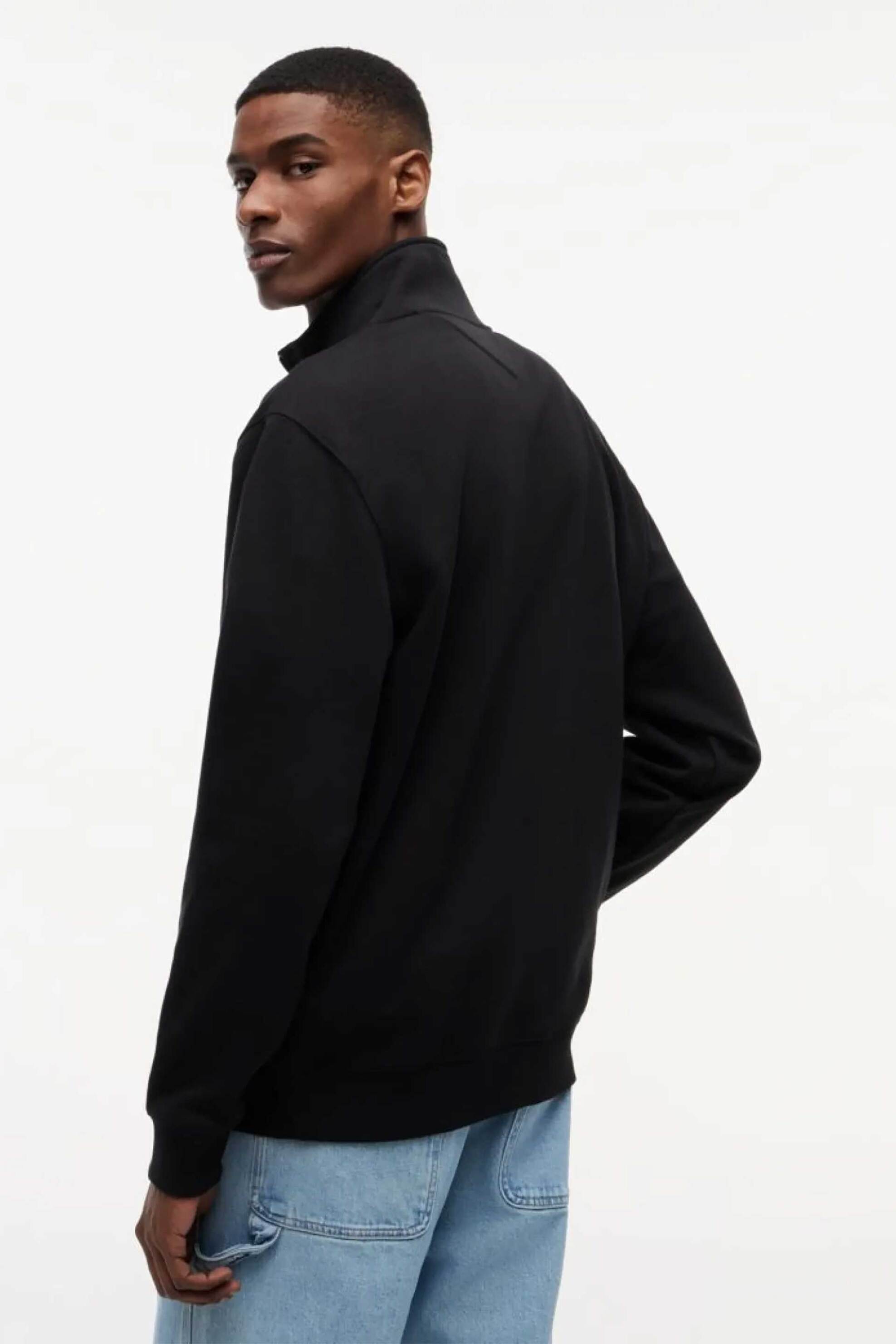 Tommy Jeans Ανδρική Μπλούζα Φούτερ με 1 2 Φερμουάρ Και Λογότυπο Regular Fit - Dm0Dm20339 Μαύρο